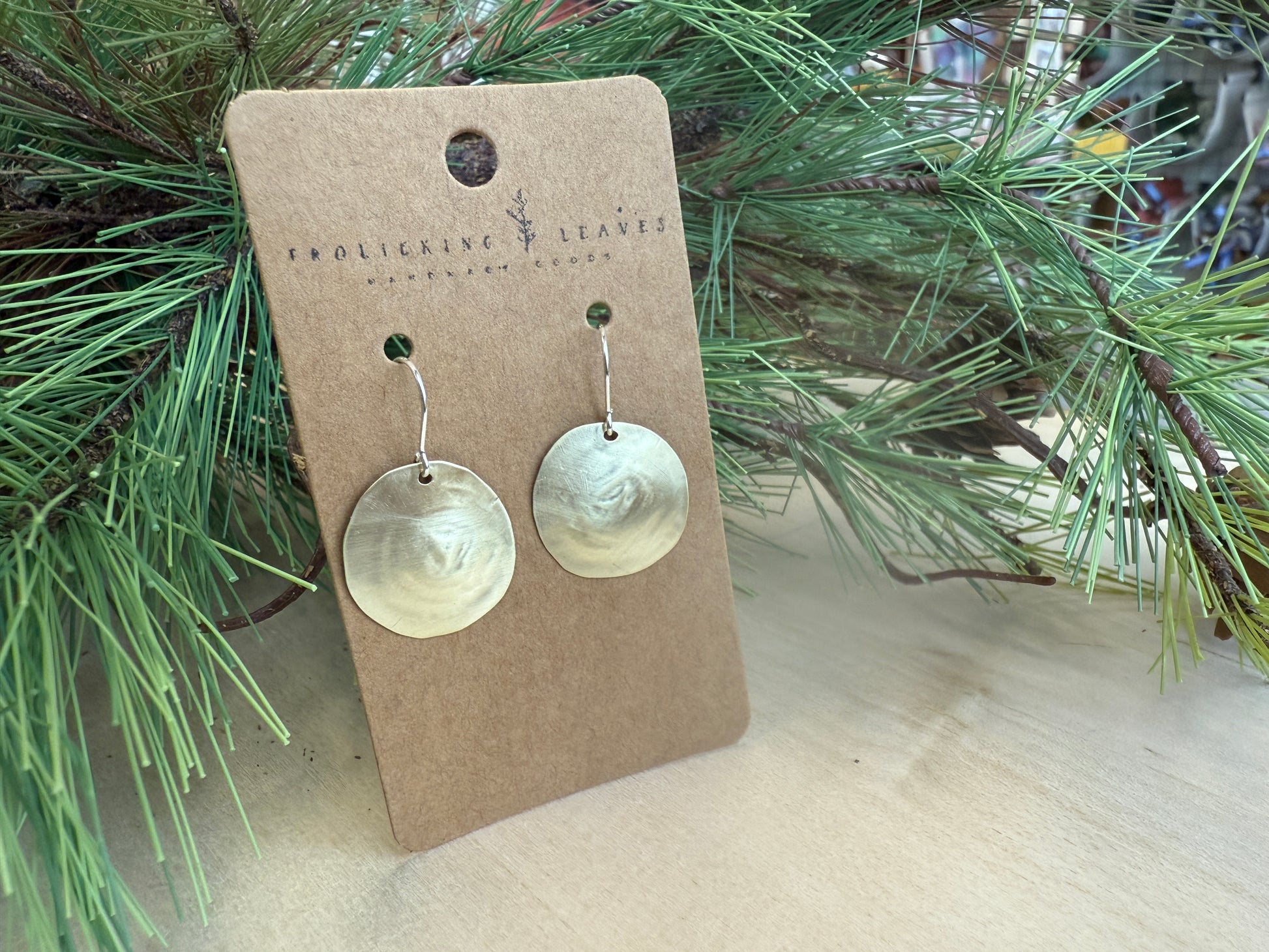 Melted Circle Hand Cut Brass Earrings with Sterling