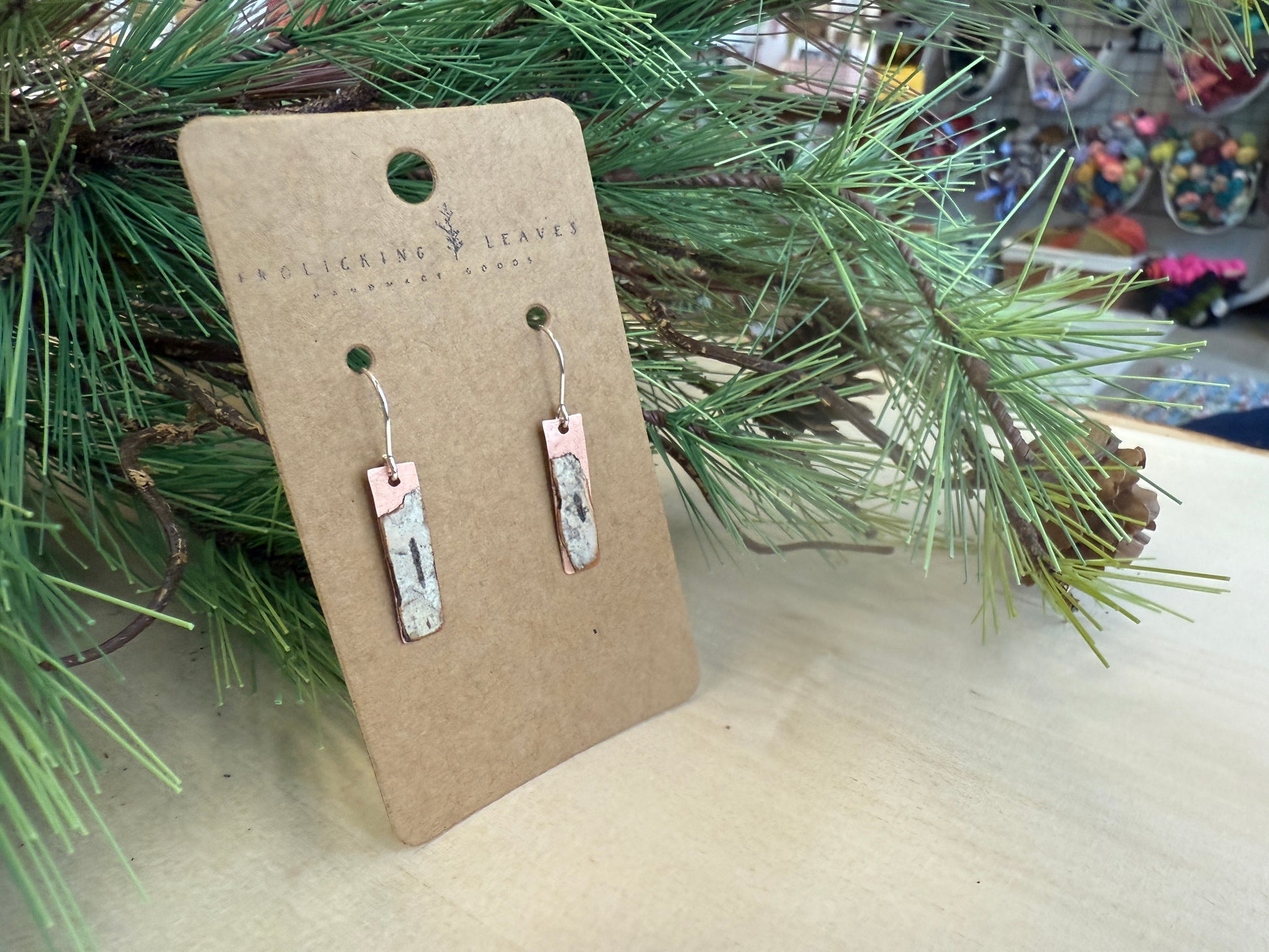Copper with Birch Overlay Earrings