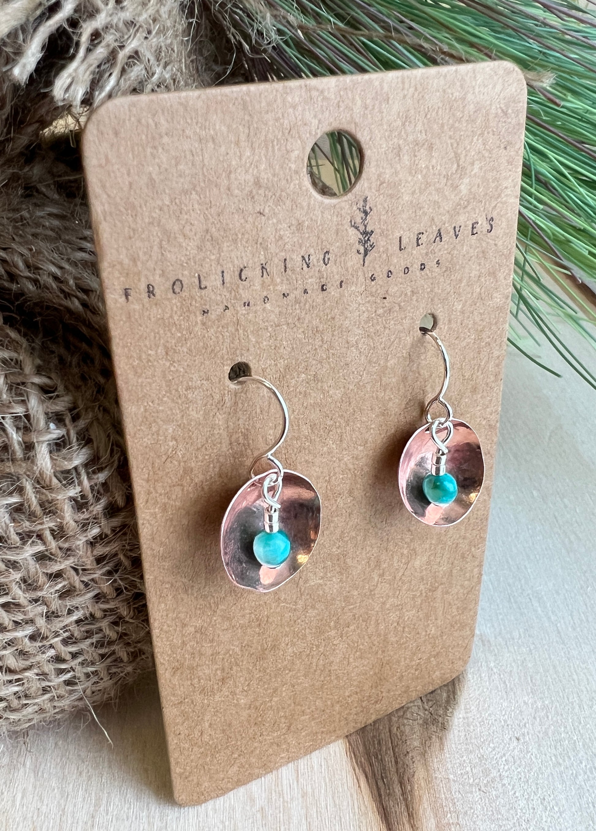 Copper Bowl & Jasper Earrings with Sterling