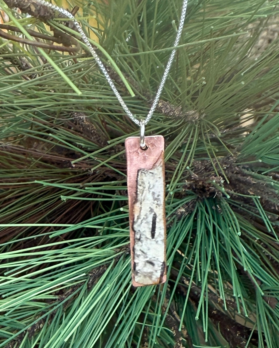 Copper & Birch Pendant on Sterling