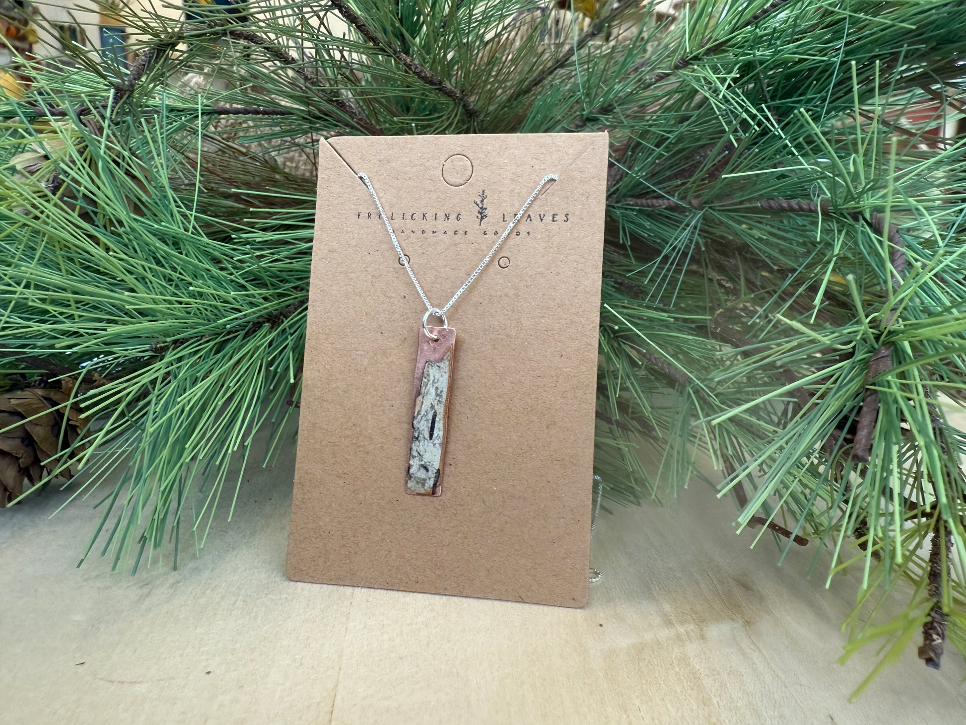 Copper & Birch Pendant on Sterling