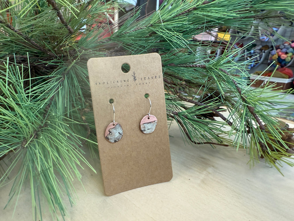 Copper Circle Earrings with Birch and Sterling