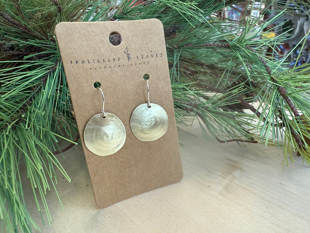 Melted Circle Hand Cut Brass Earrings with Sterling
