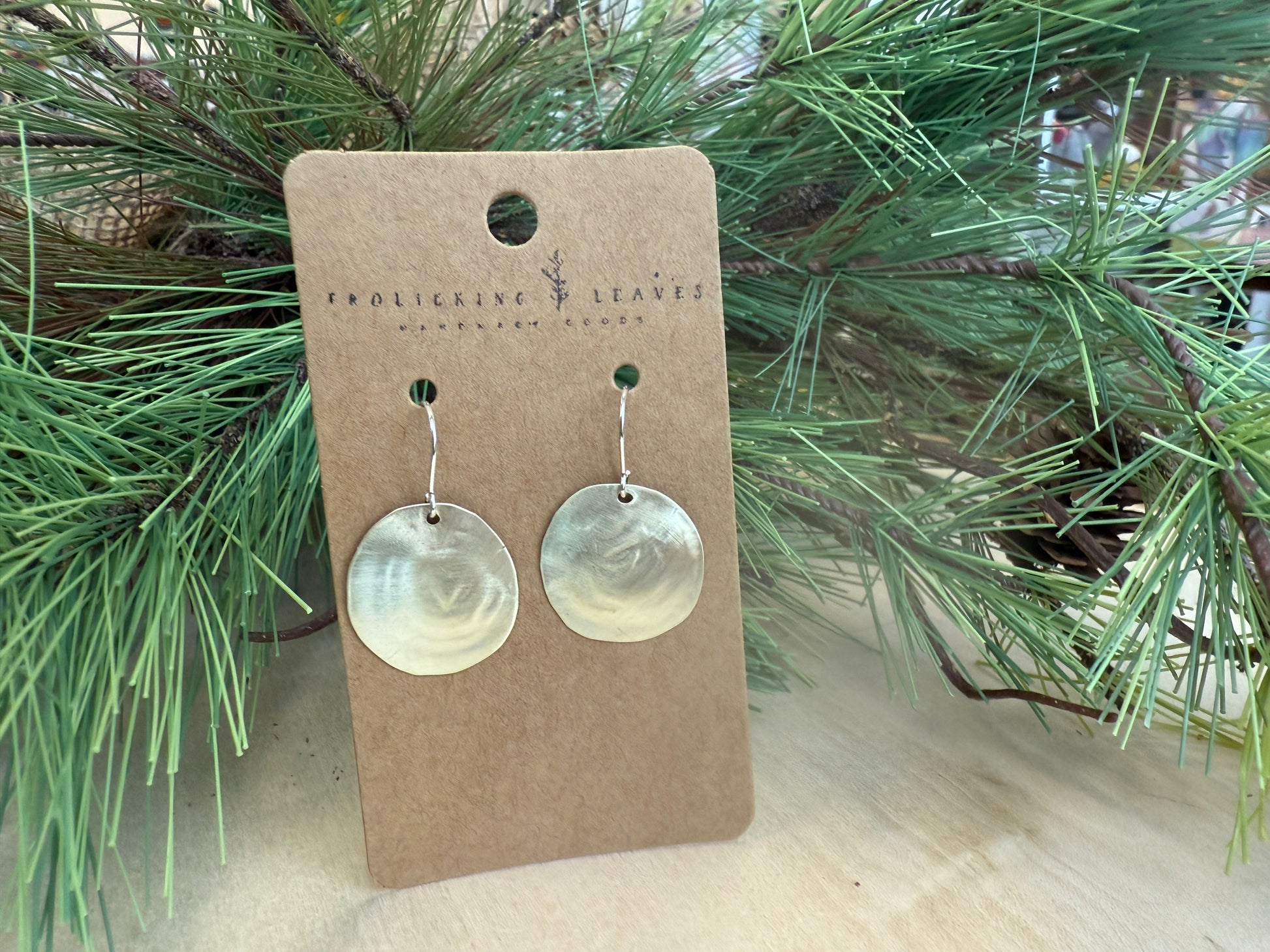 Melted Circle Hand Cut Brass Earrings with Sterling