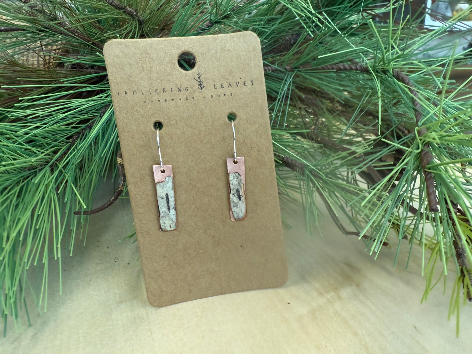 Copper with Birch Overlay Earrings