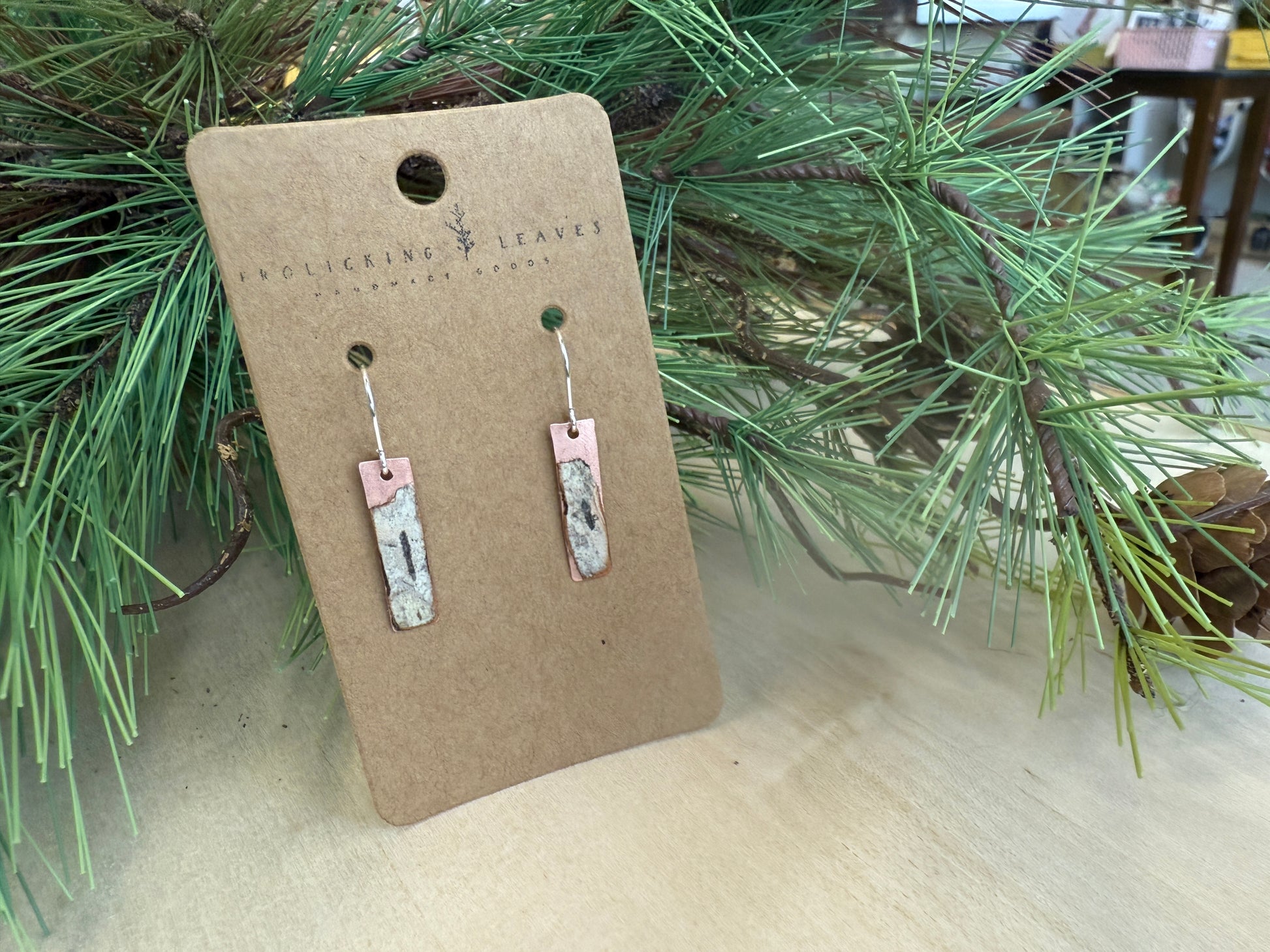 Copper with Birch Overlay Earrings