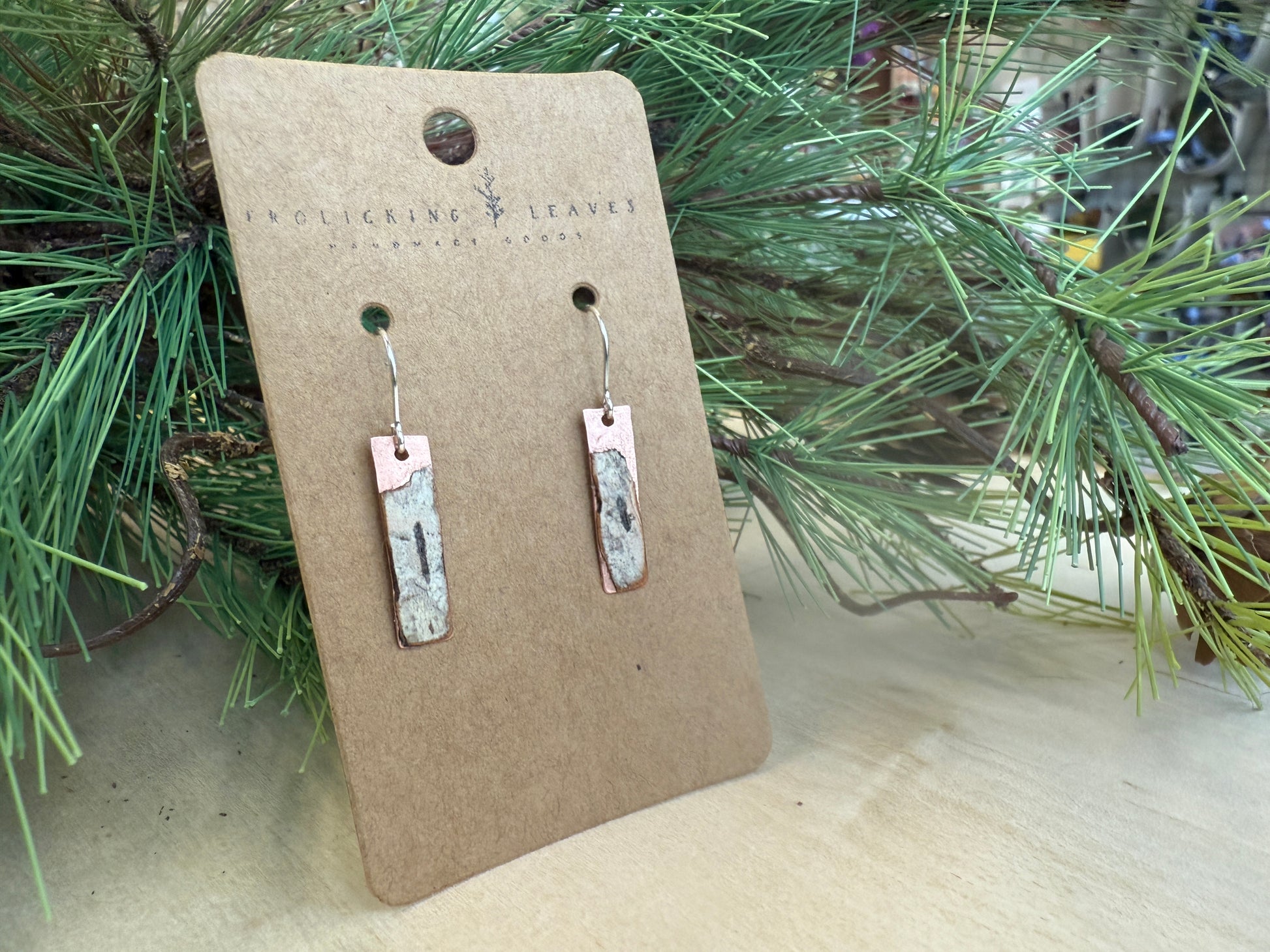Copper with Birch Overlay Earrings