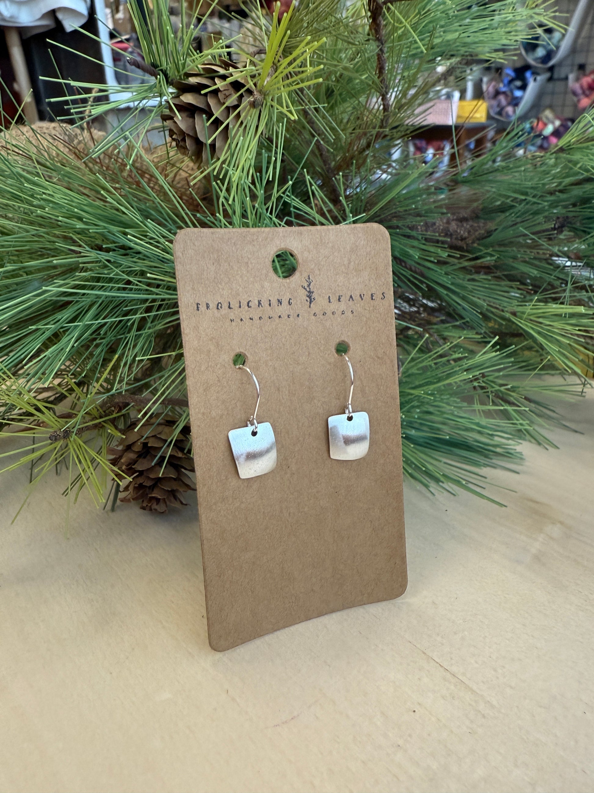 Sterling Silver Inverted Bent Square Earrings