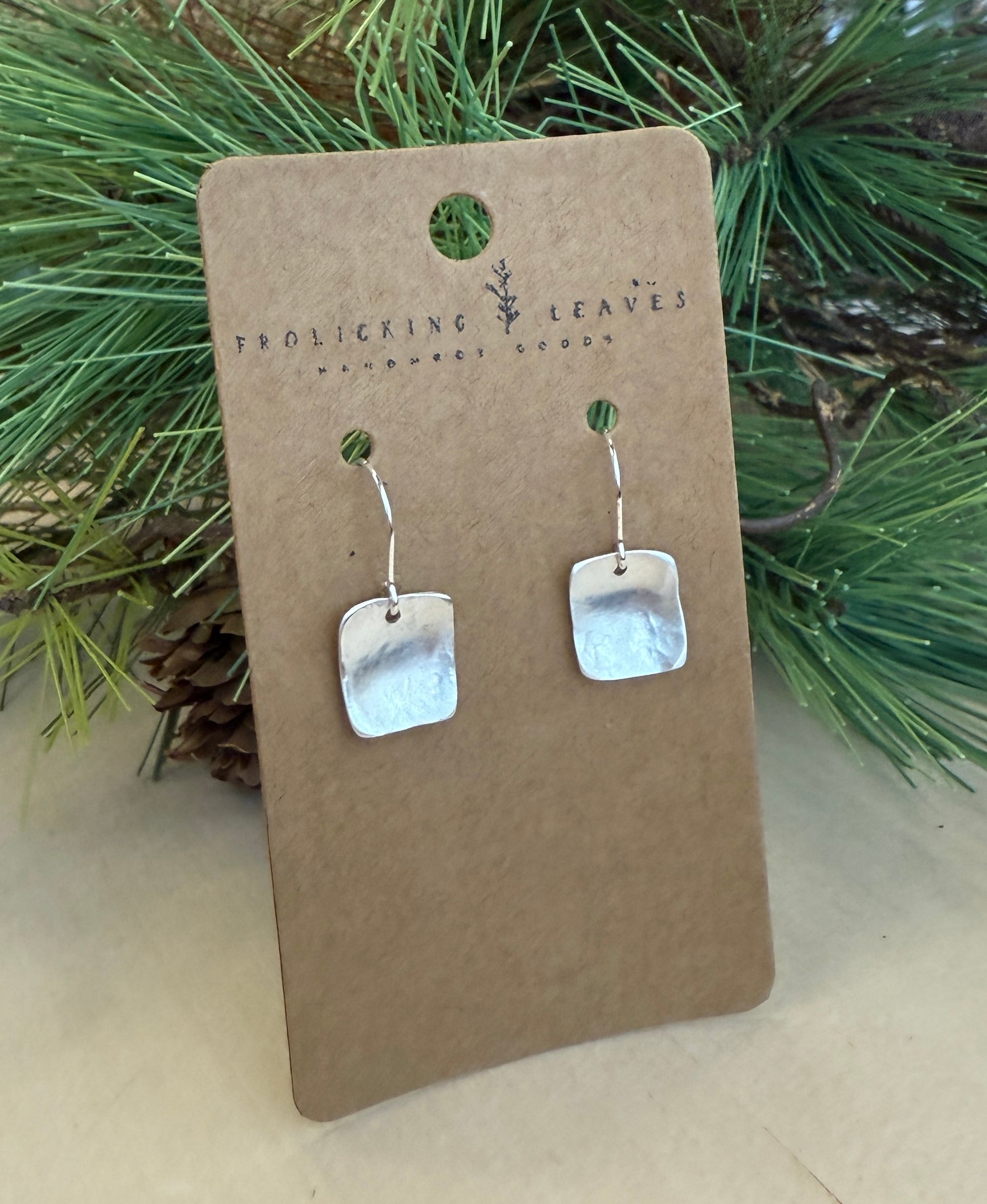 Sterling Silver Bent Square Earrings