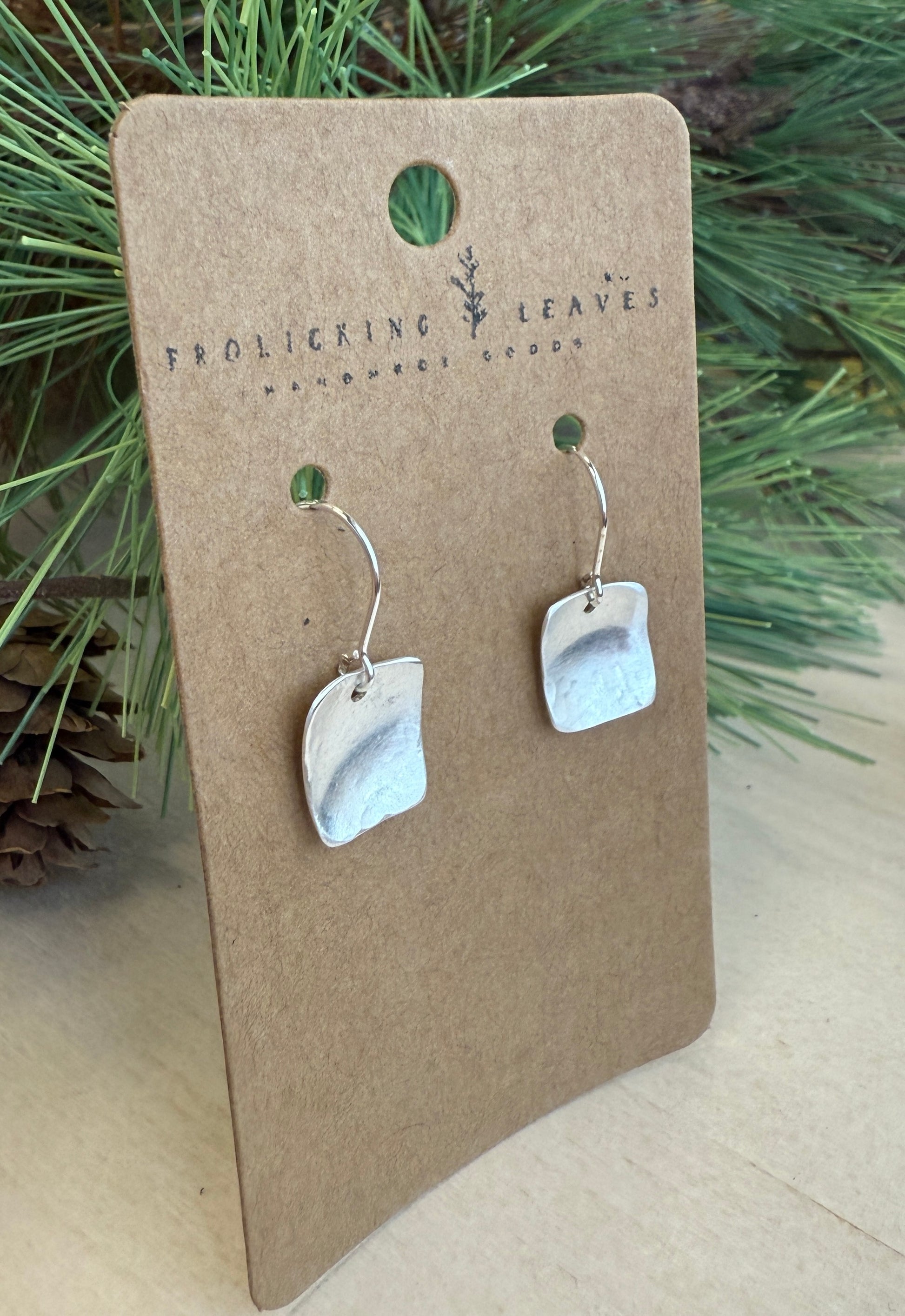 Sterling Silver Bent Square Earrings