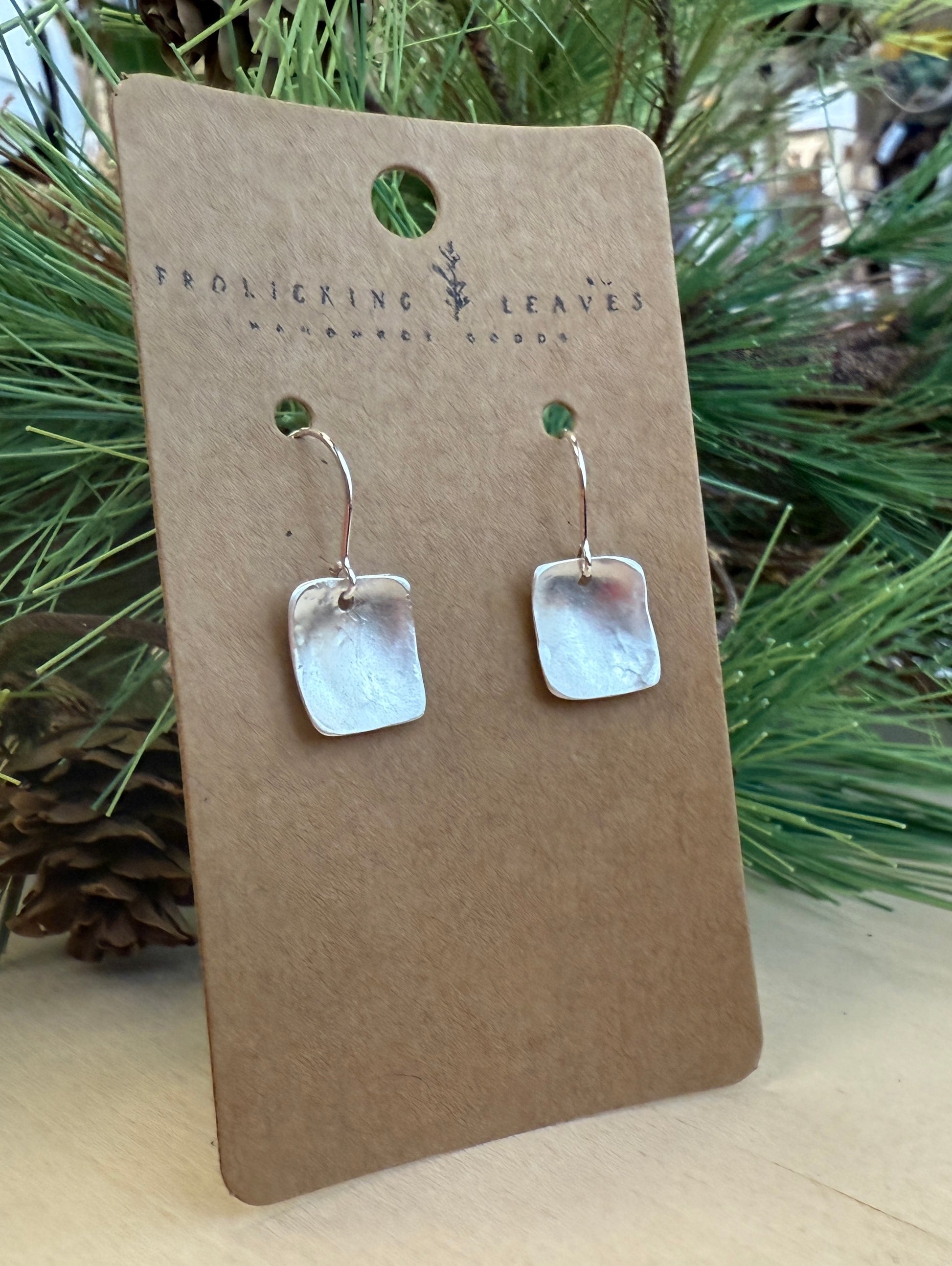 Sterling Silver Bent Square Earrings