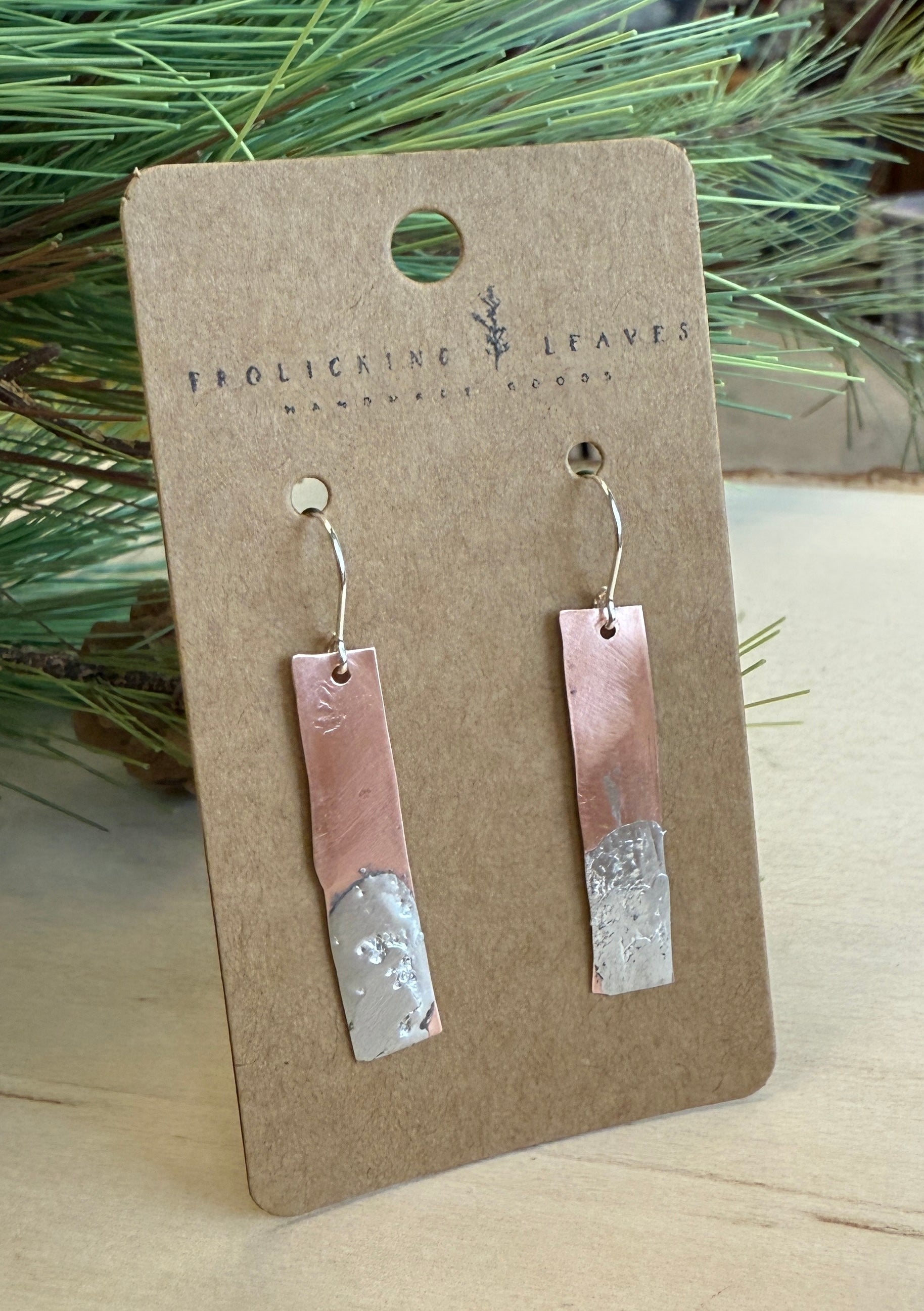 Copper Stick Splash Earrings sterling