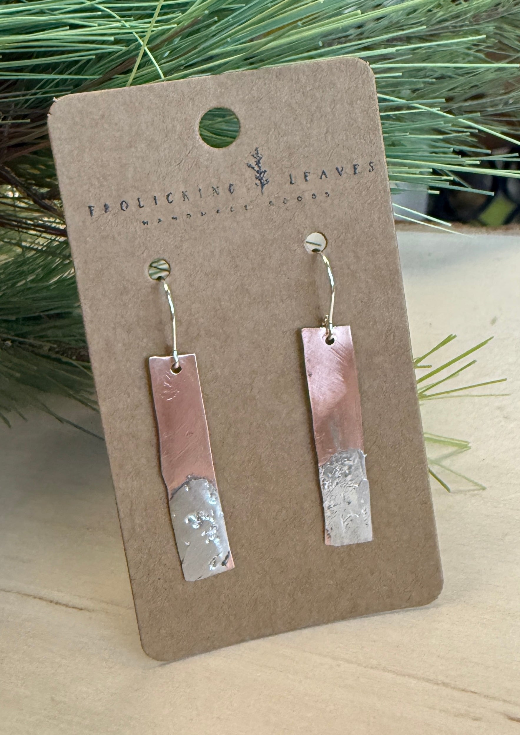 Copper Stick Splash Earrings sterling