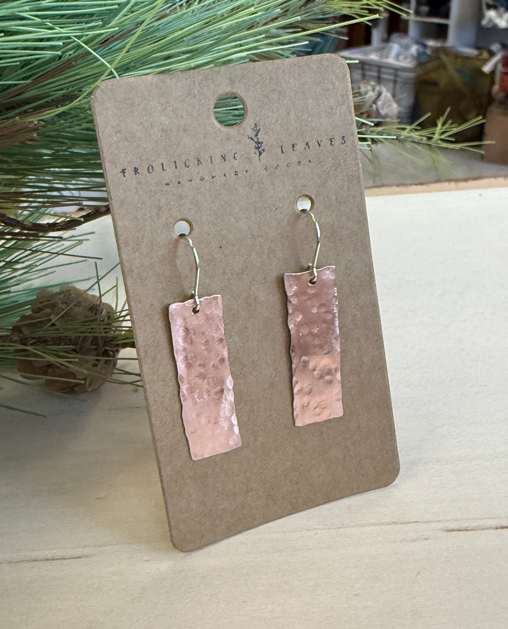 Hammered Copper and Sterling Earrings