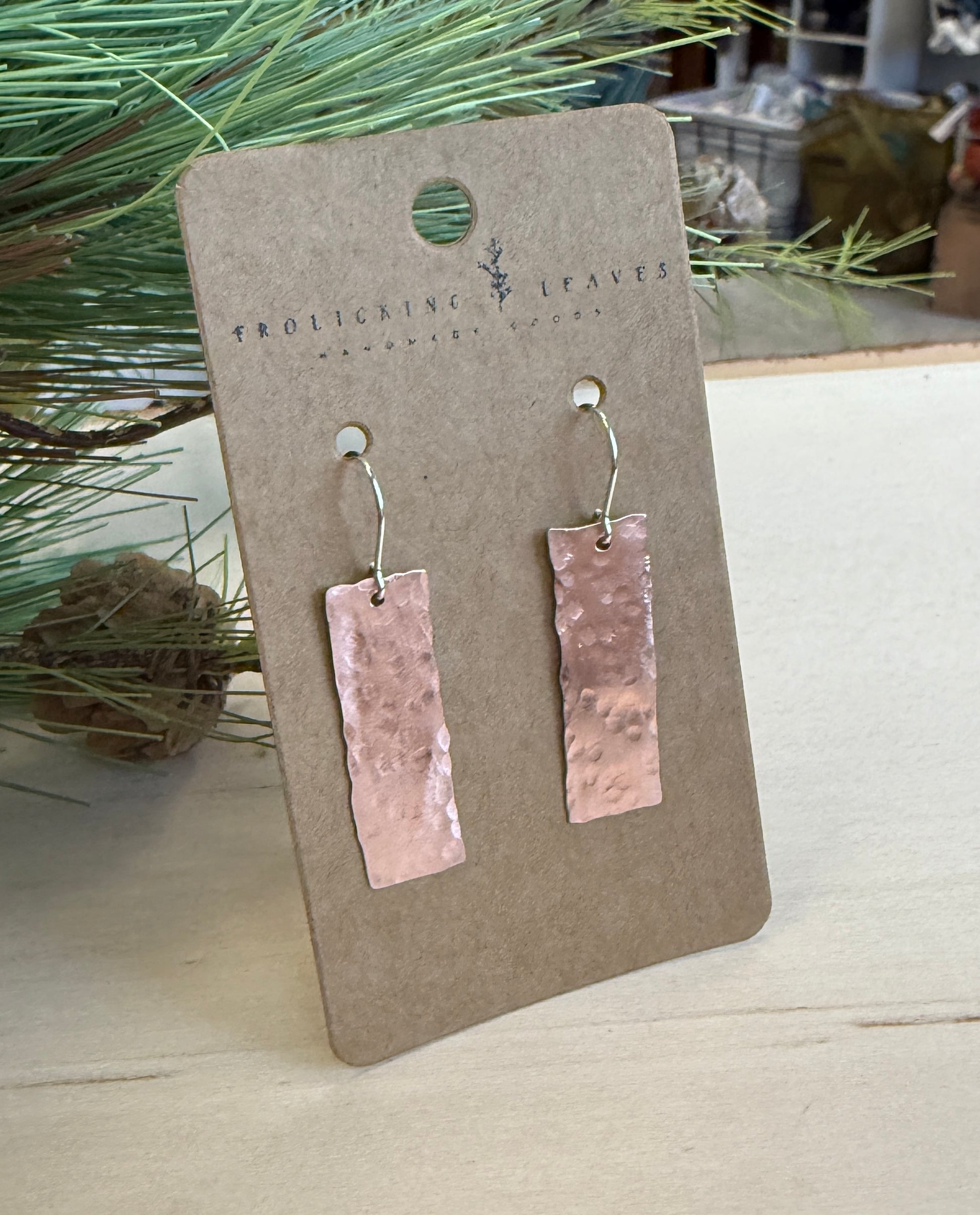 Hammered Copper and Sterling Earrings