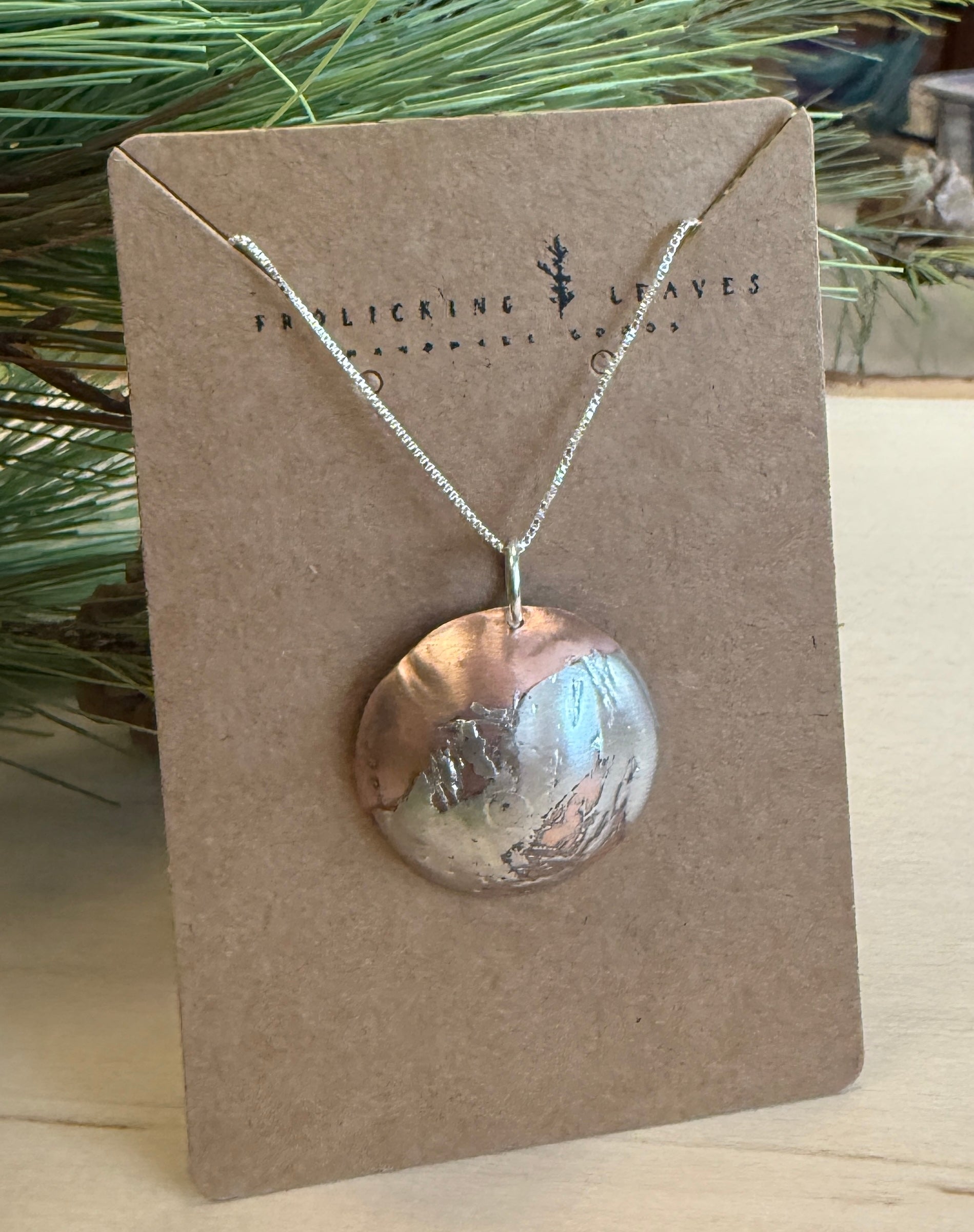 Inverted Copper Bowl Pendant on Sterling