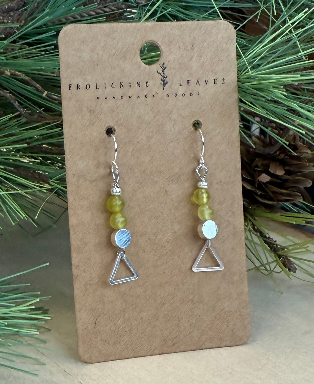 Olive Jade Geo Earrings Silver