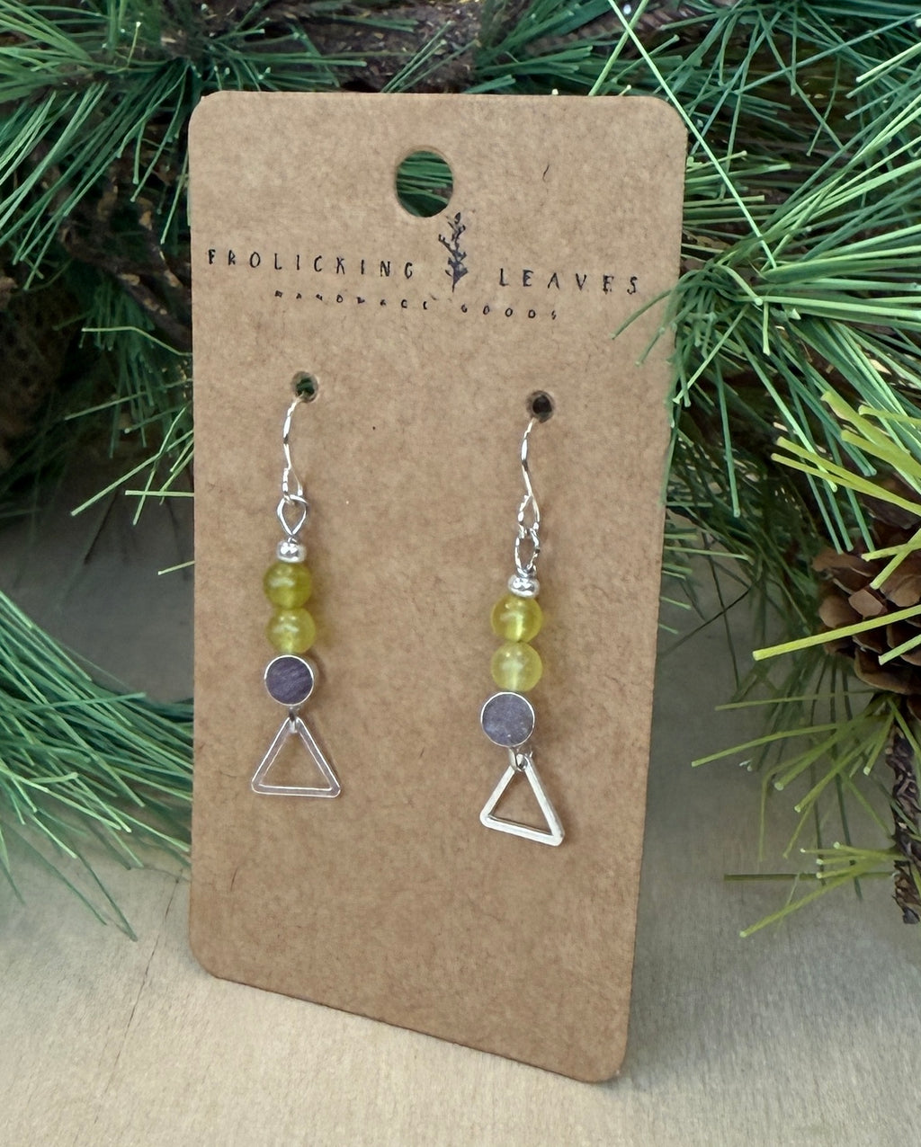 Olive Jade Geo Earrings Silver