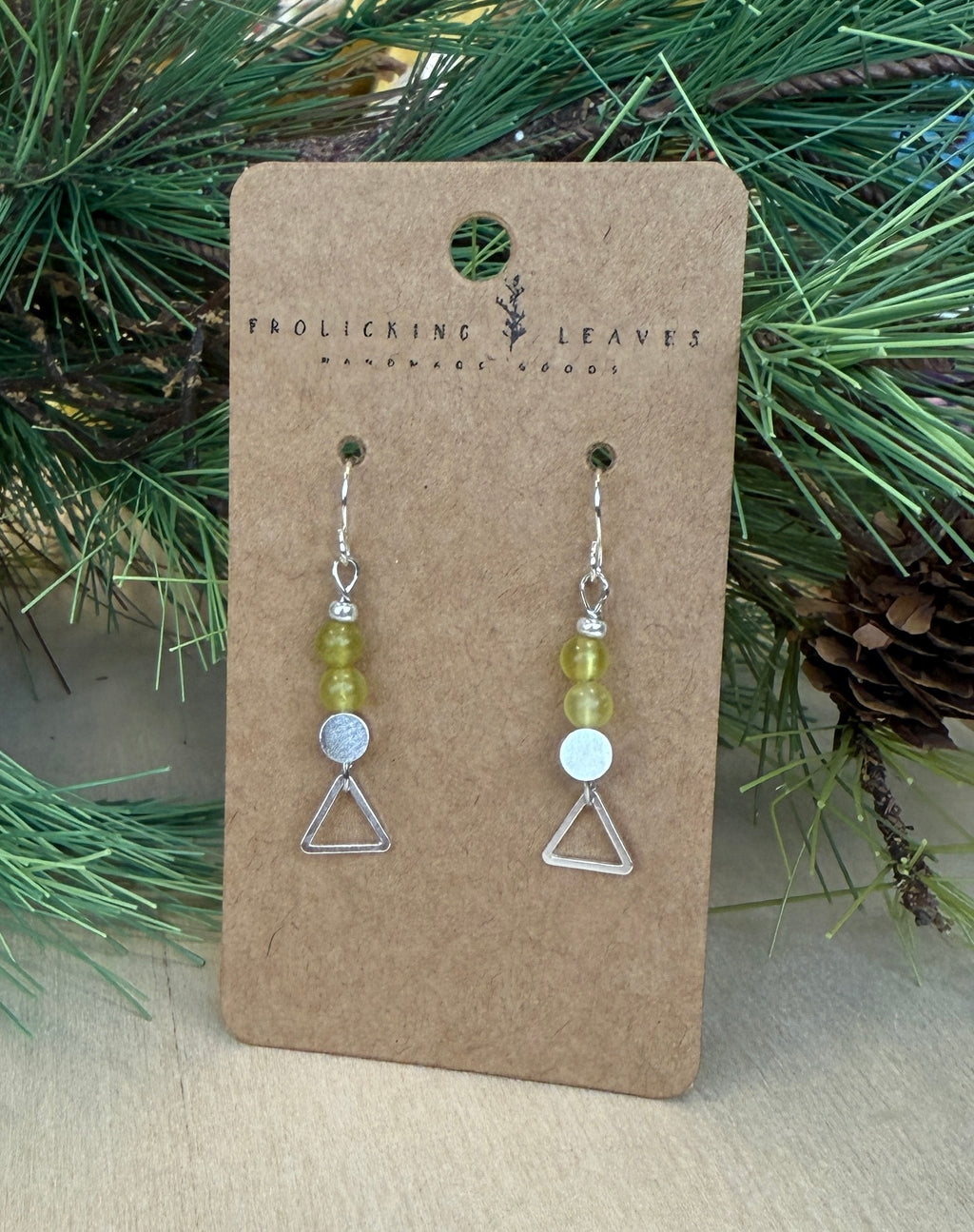 Olive Jade Geo Earrings Silver