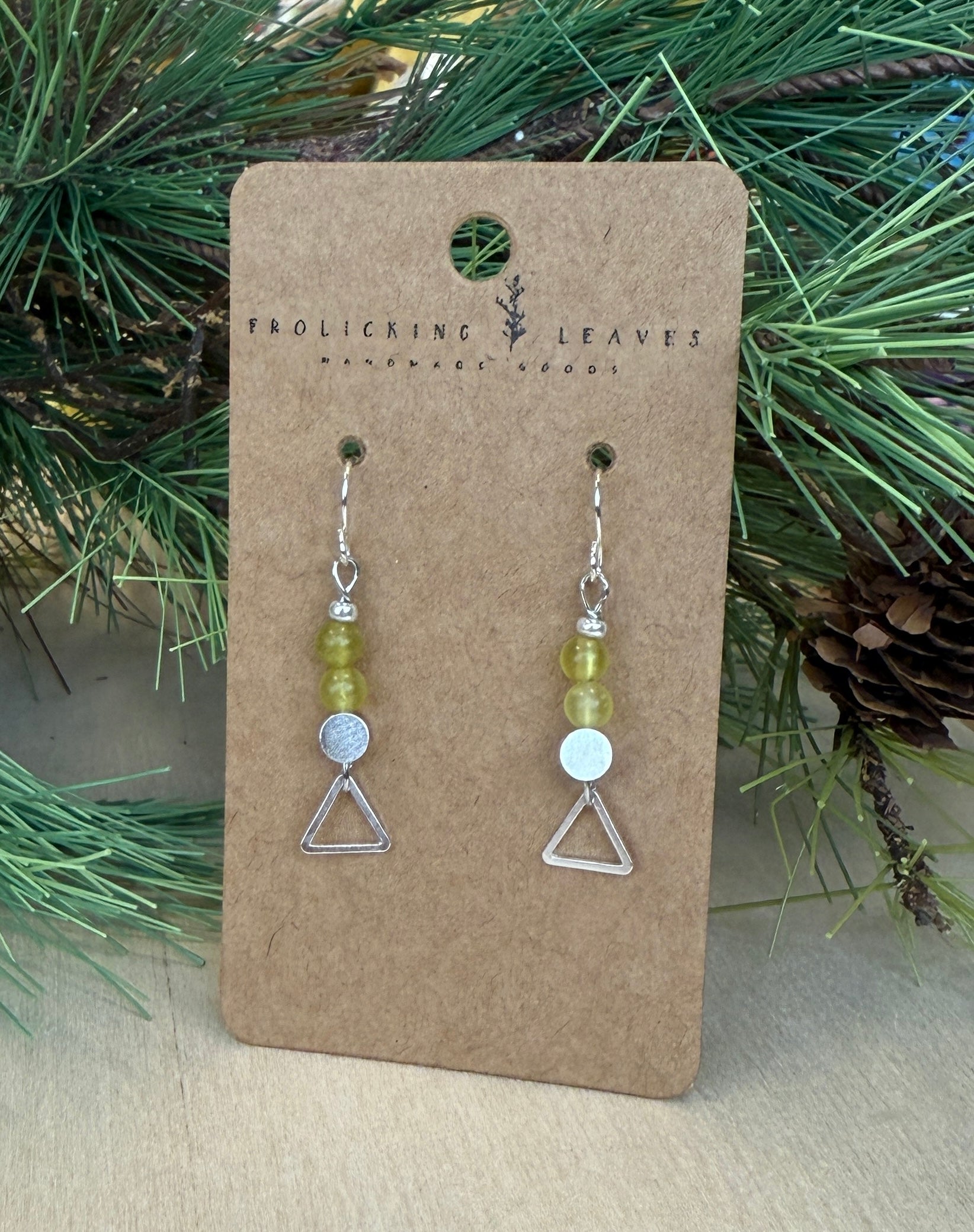 Olive Jade Geo Earrings Silver