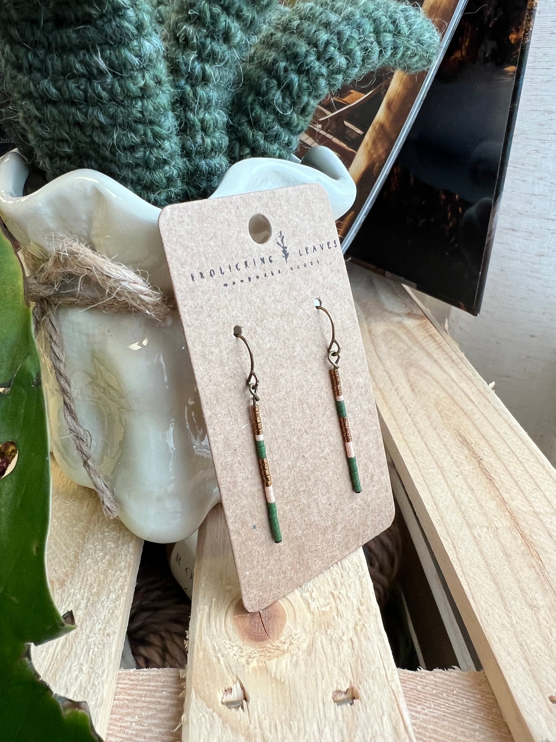 Forest Bronze Beaded Earrings