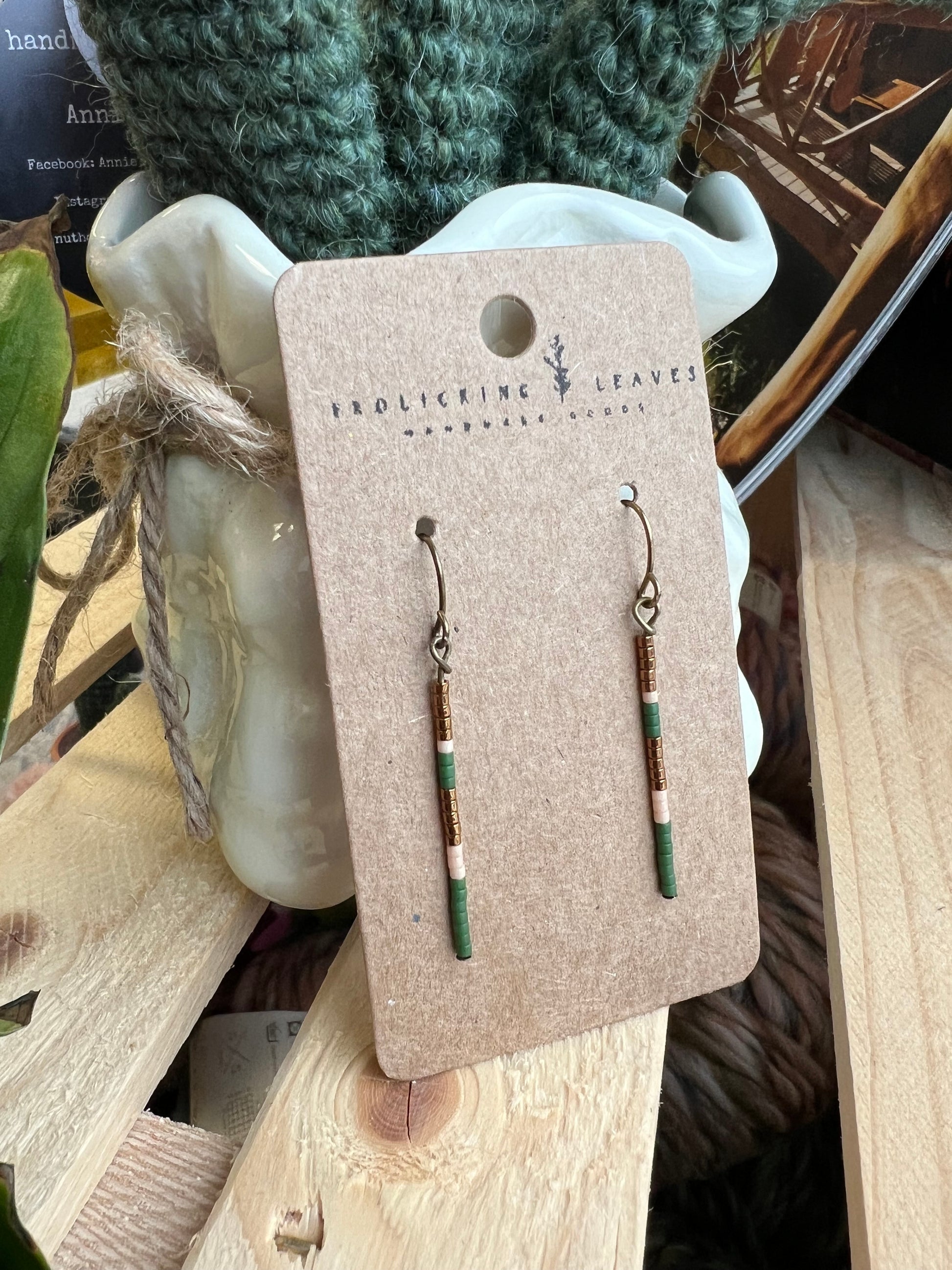 Forest Bronze Beaded Earrings