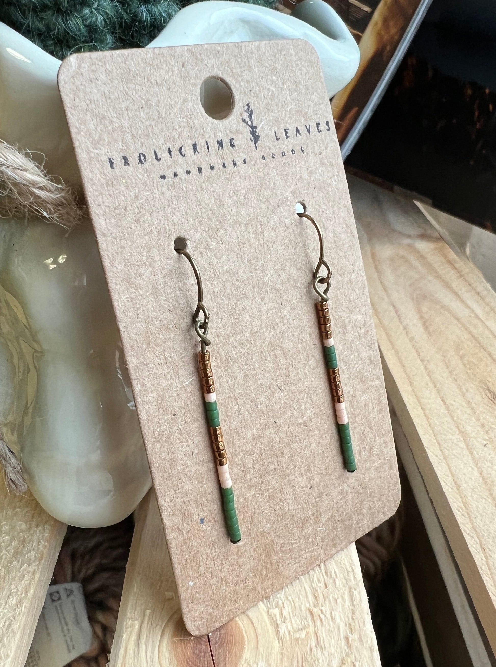Forest Bronze Beaded Earrings