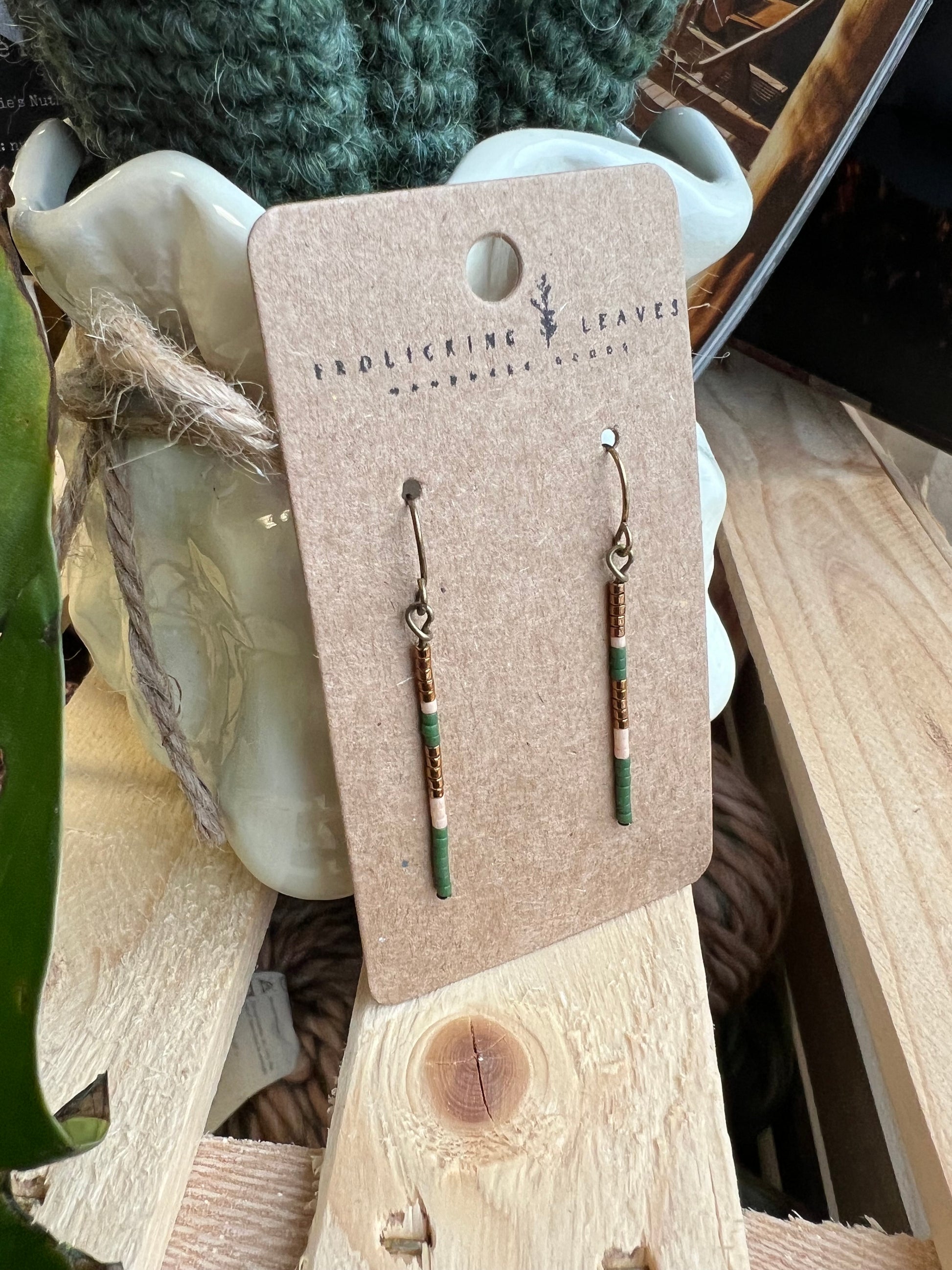 Forest Bronze Beaded Earrings