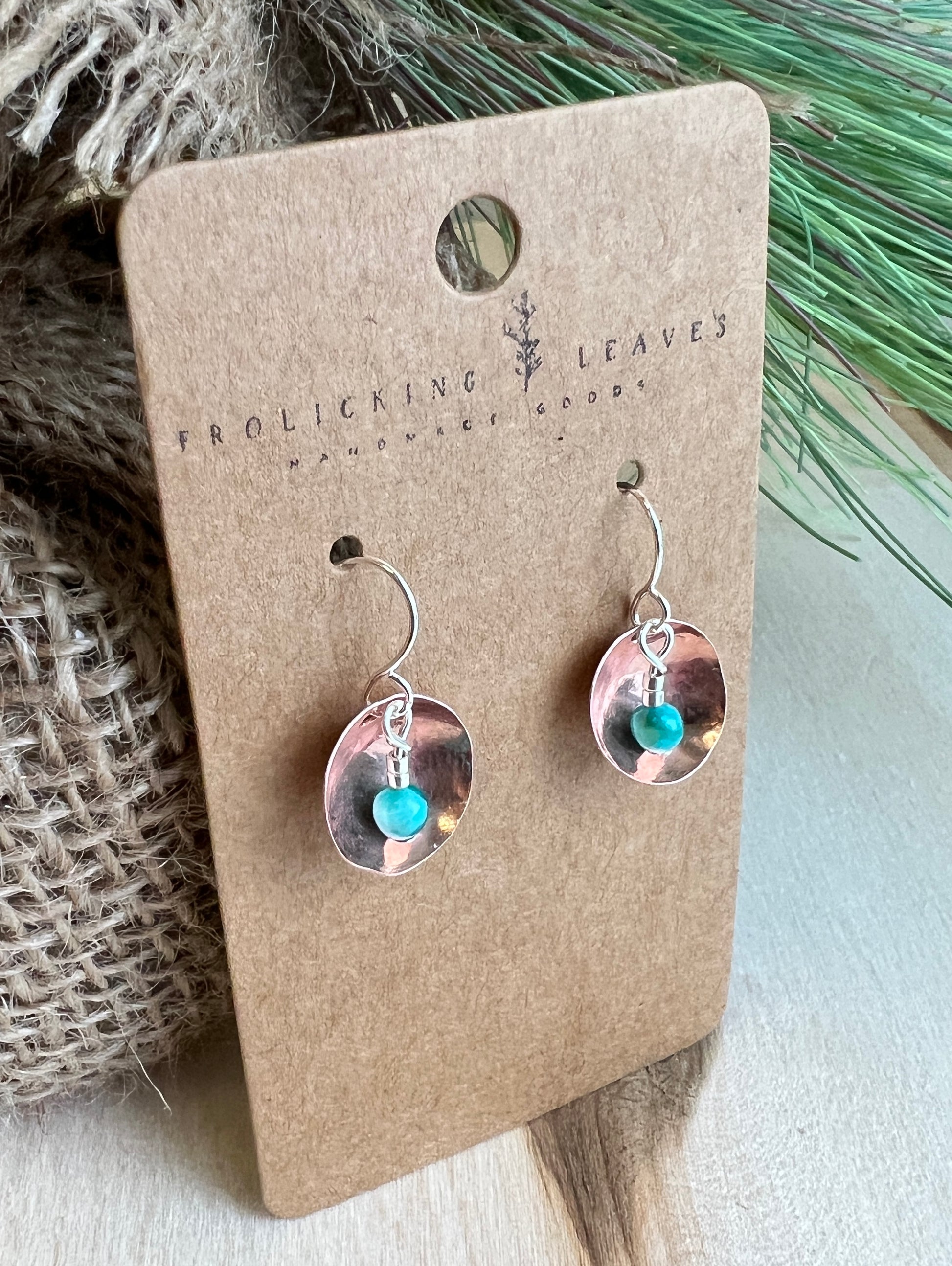 Copper Bowl & Jasper Earrings with Sterling