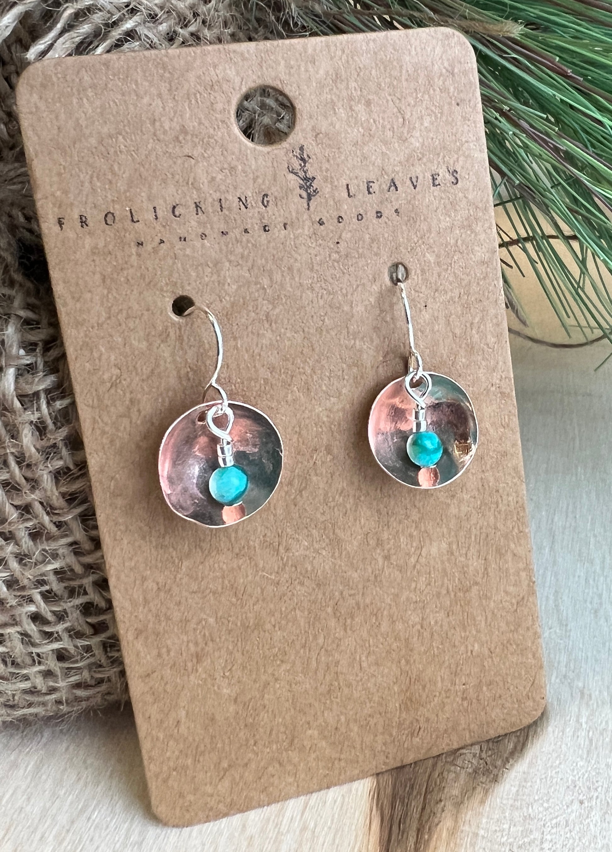 Copper Bowl & Jasper Earrings with Sterling