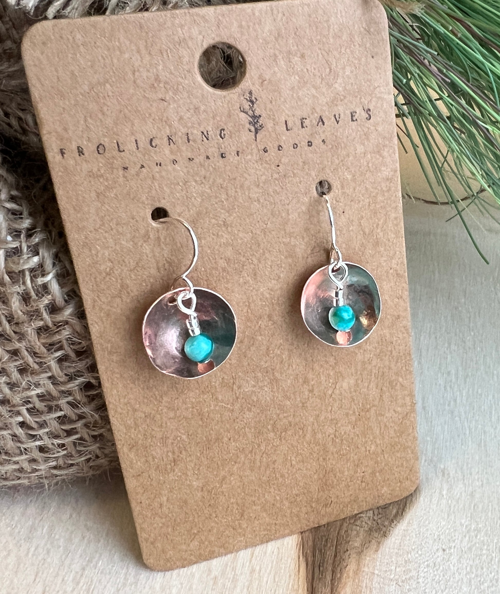 Copper Bowl & Jasper Earrings with Sterling