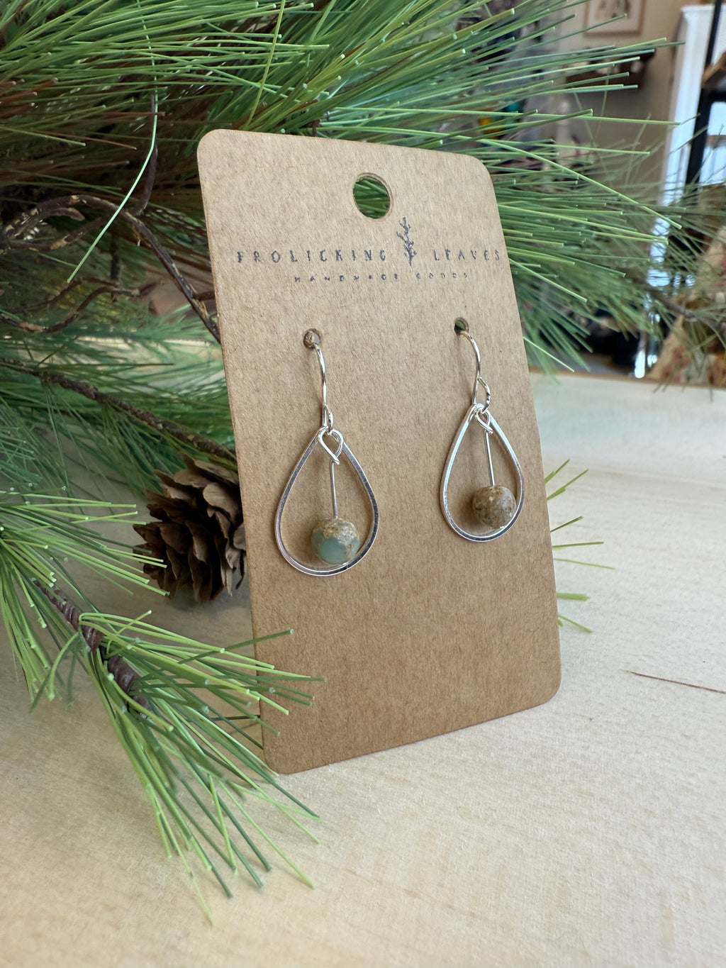Teardrop Jasper Earrings Silver