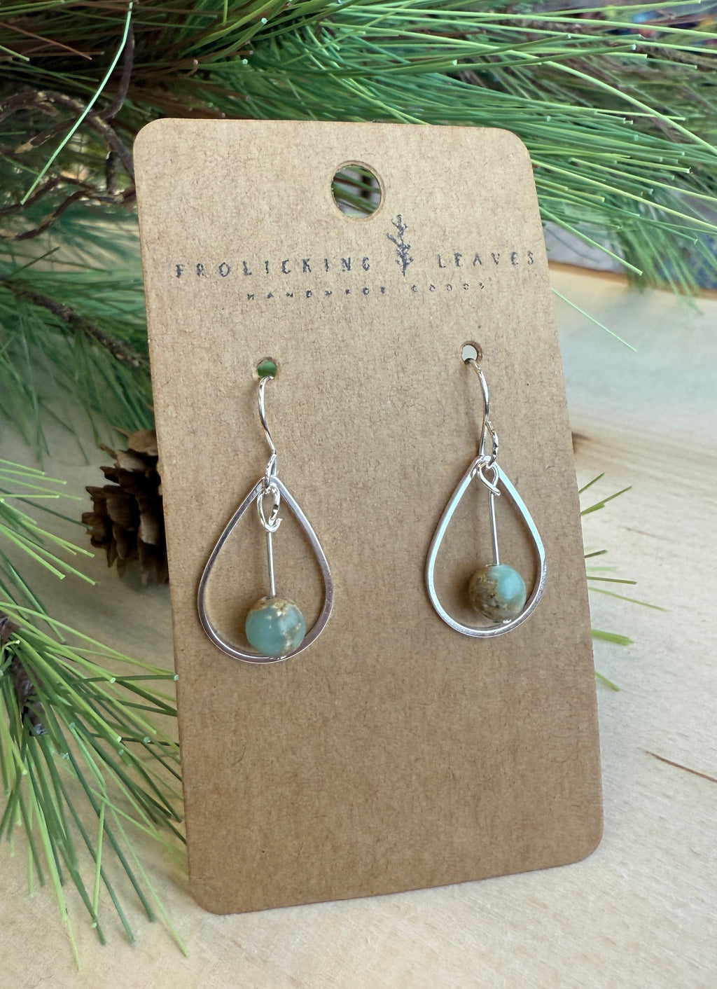 Teardrop Jasper Earrings Silver