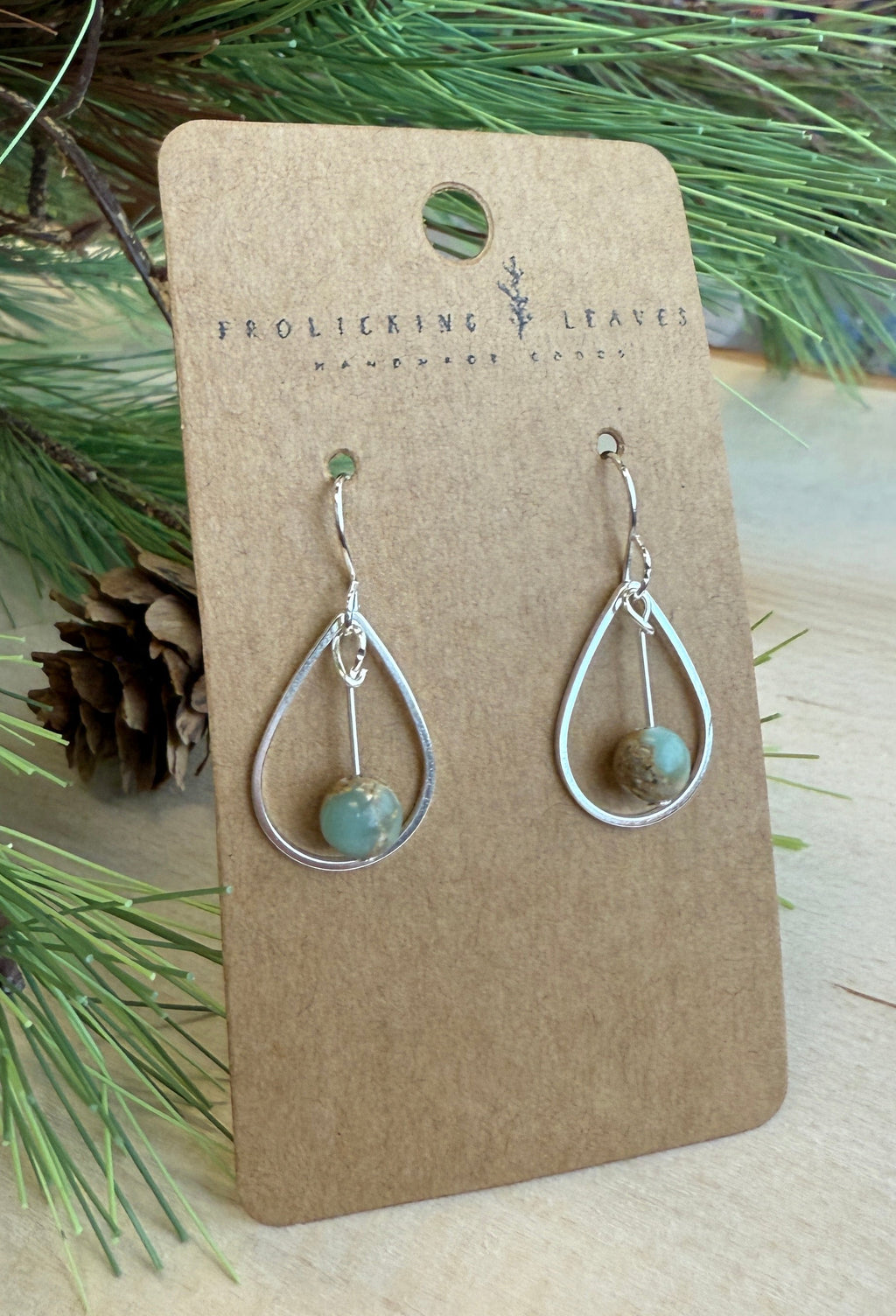 Teardrop Jasper Earrings Silver
