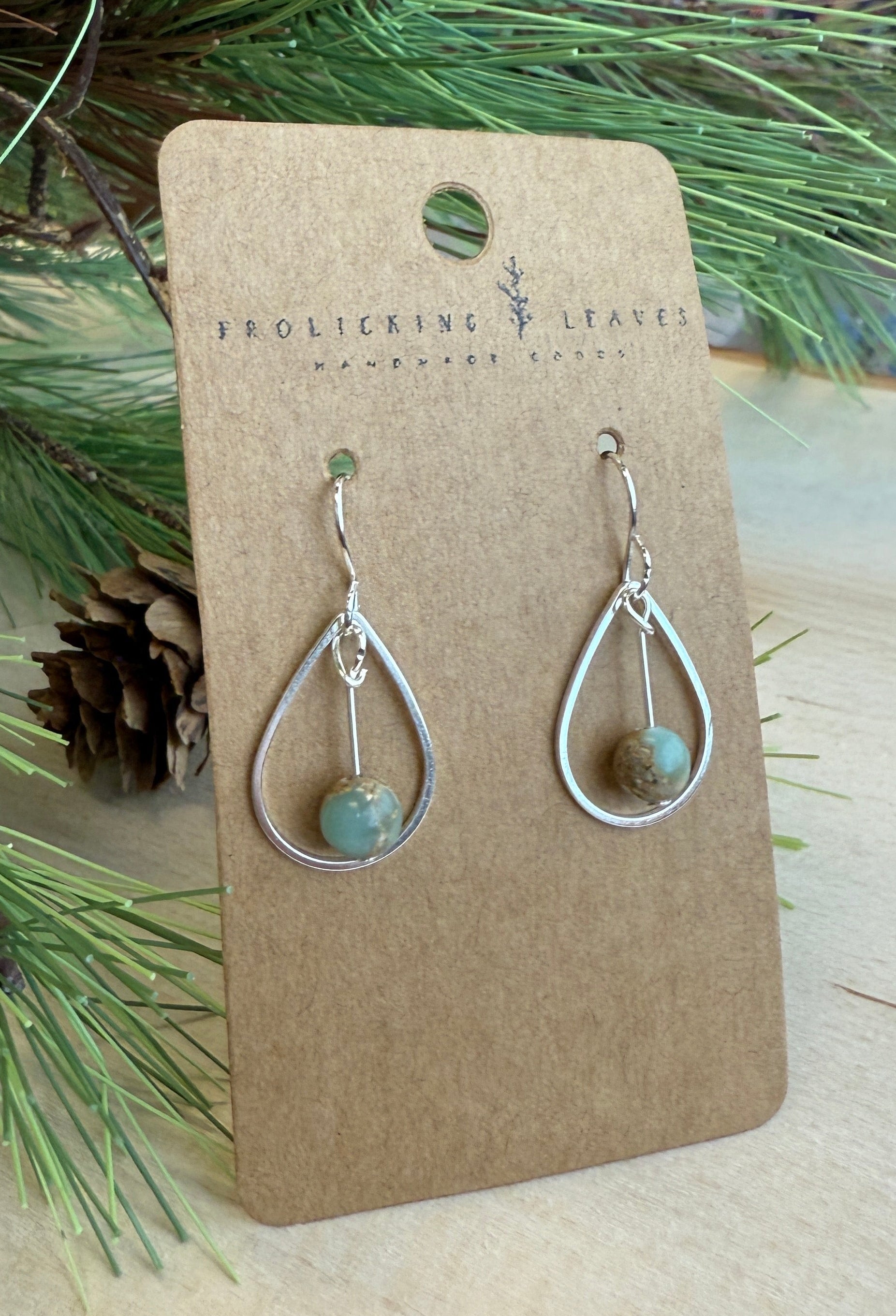 Teardrop Jasper Earrings Silver
