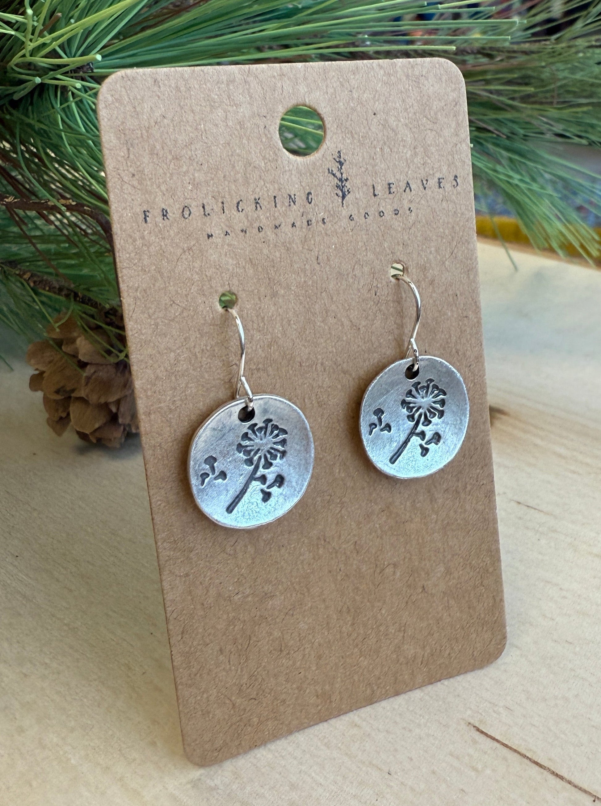 dandelion silver earrings