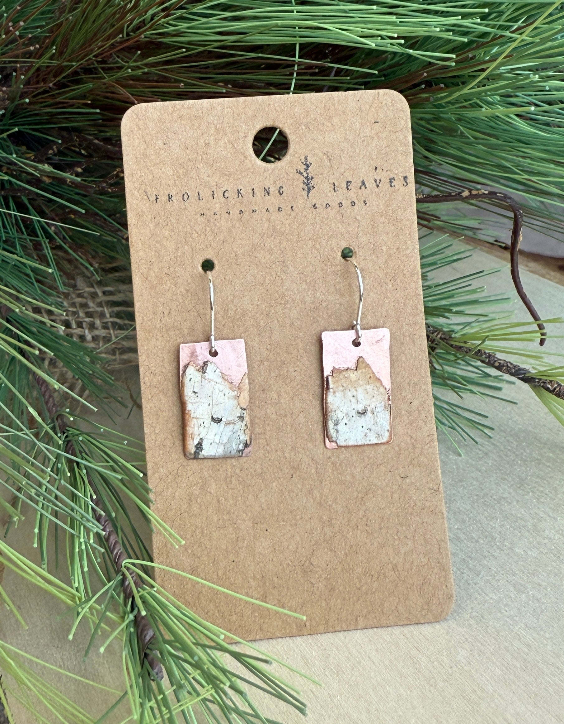 Copper with Birch Overlay Earrings