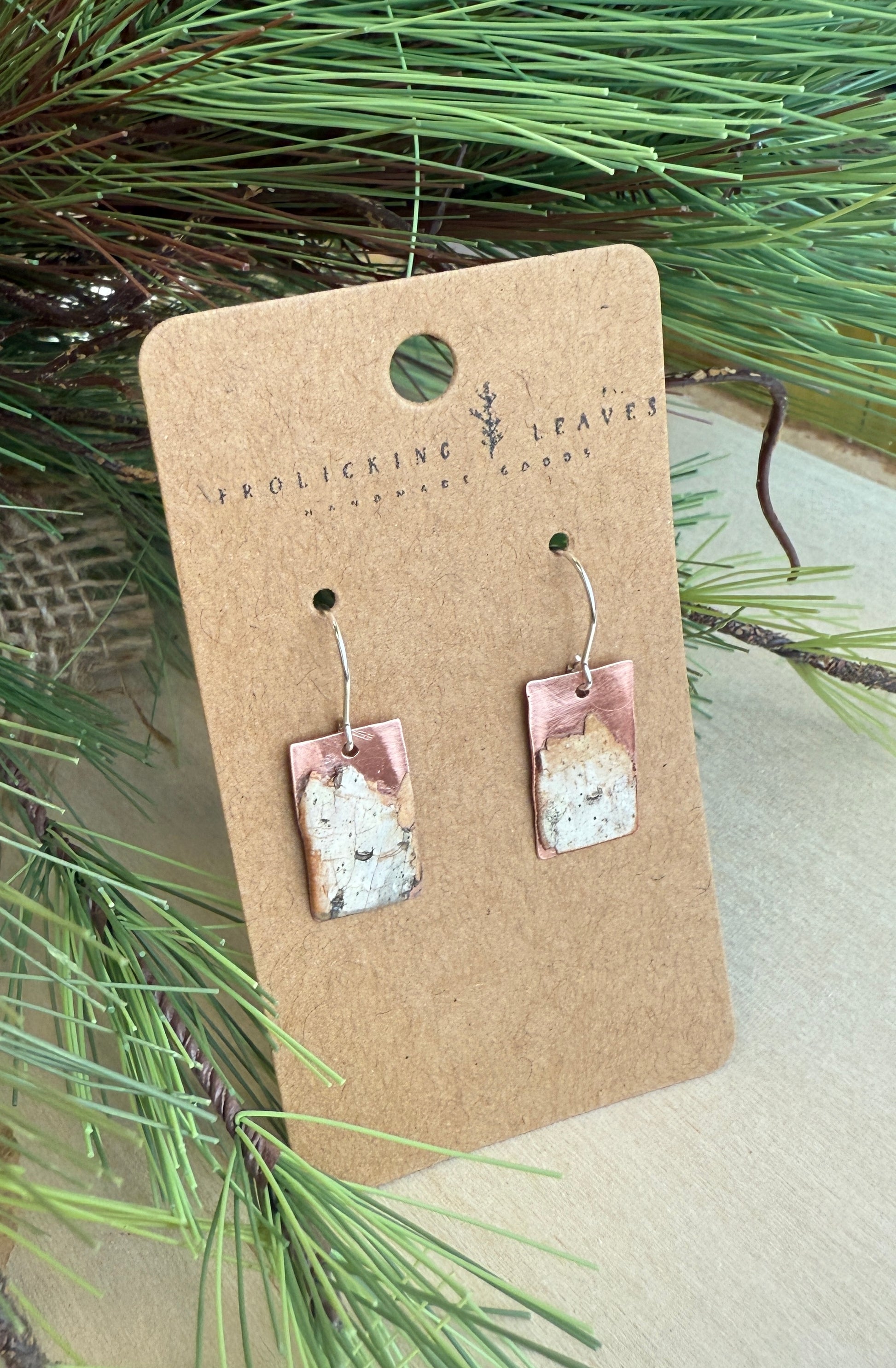 Copper with Birch Overlay Earrings