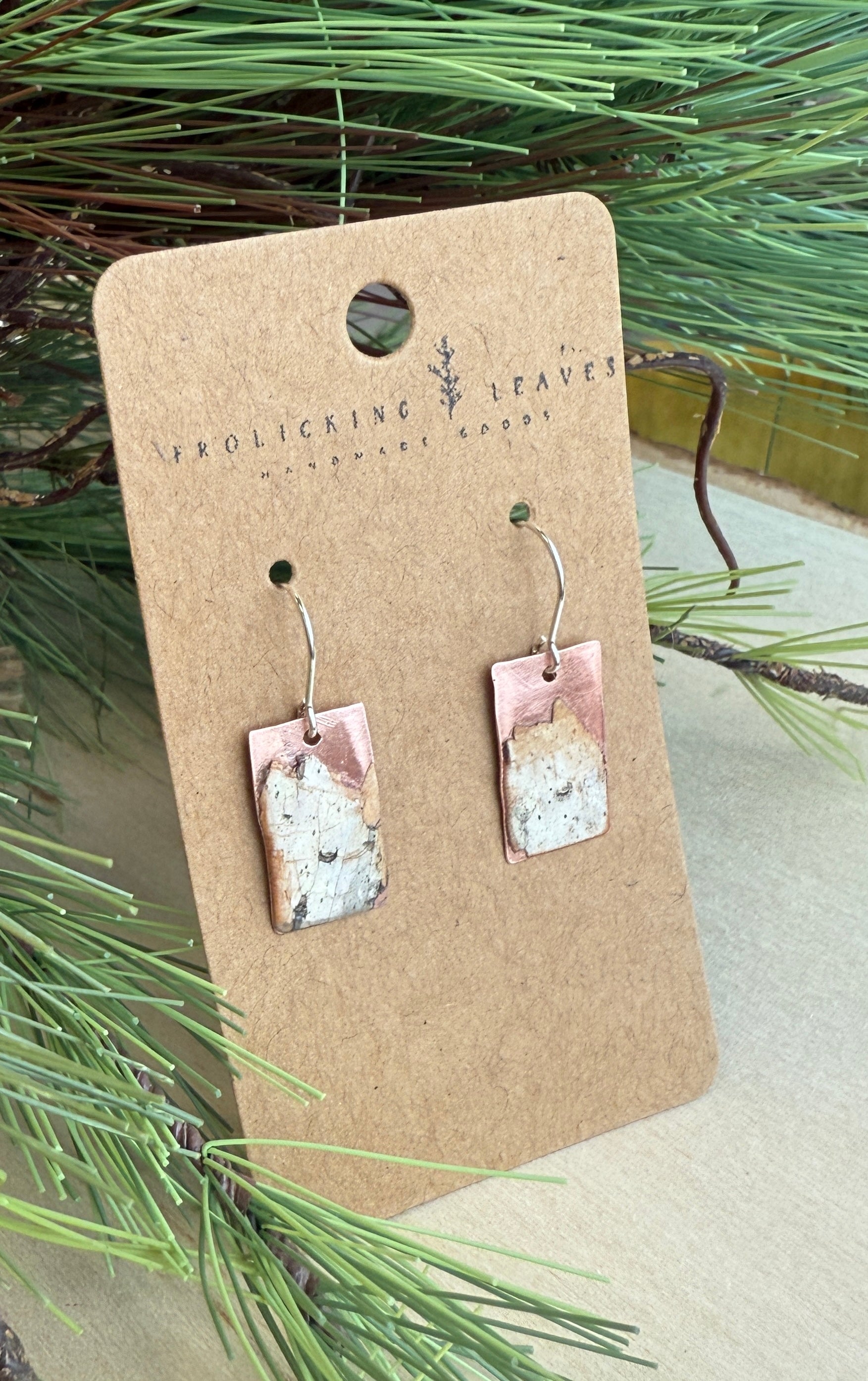 Copper with Birch Overlay Earrings