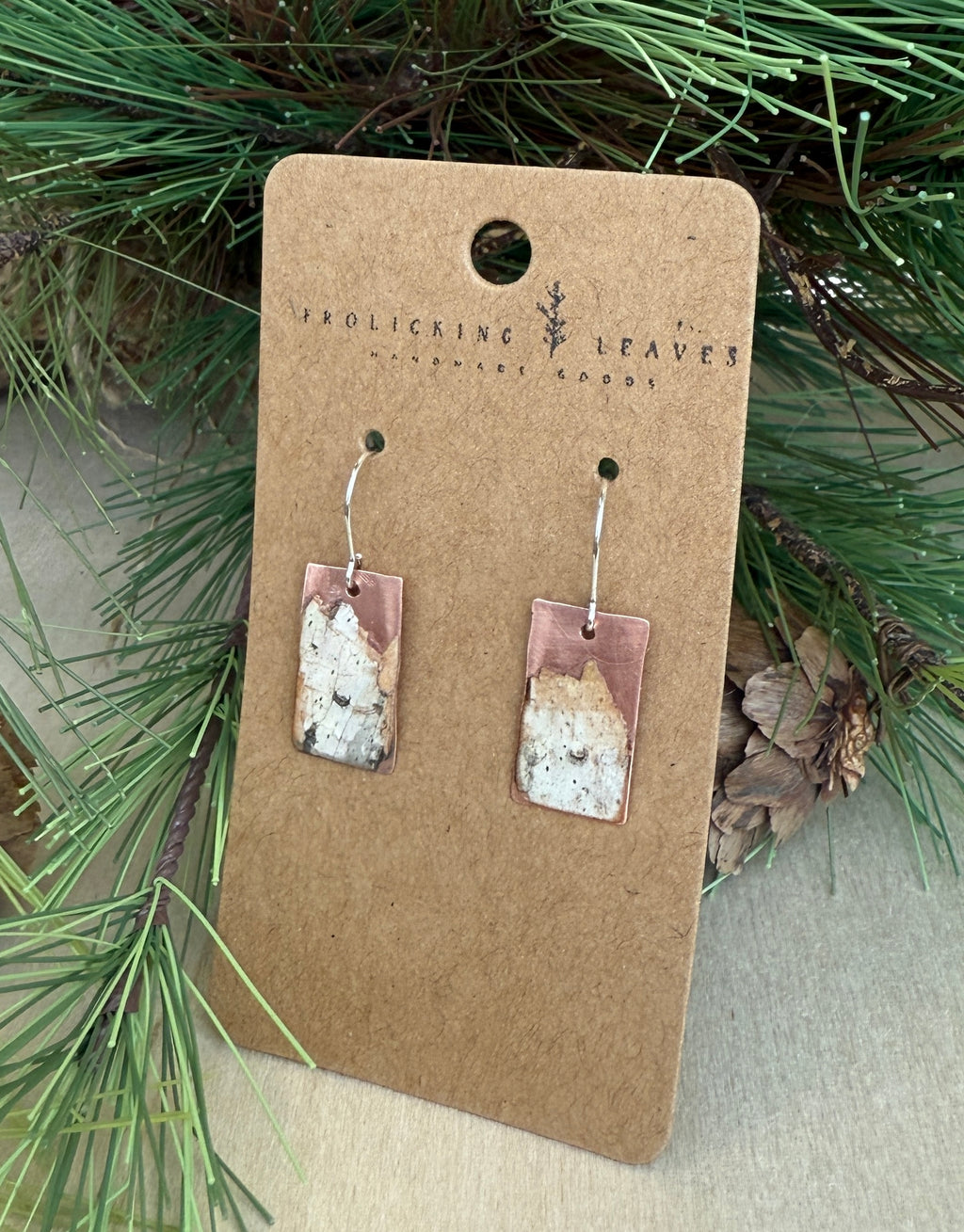 Copper with Birch Overlay Earrings