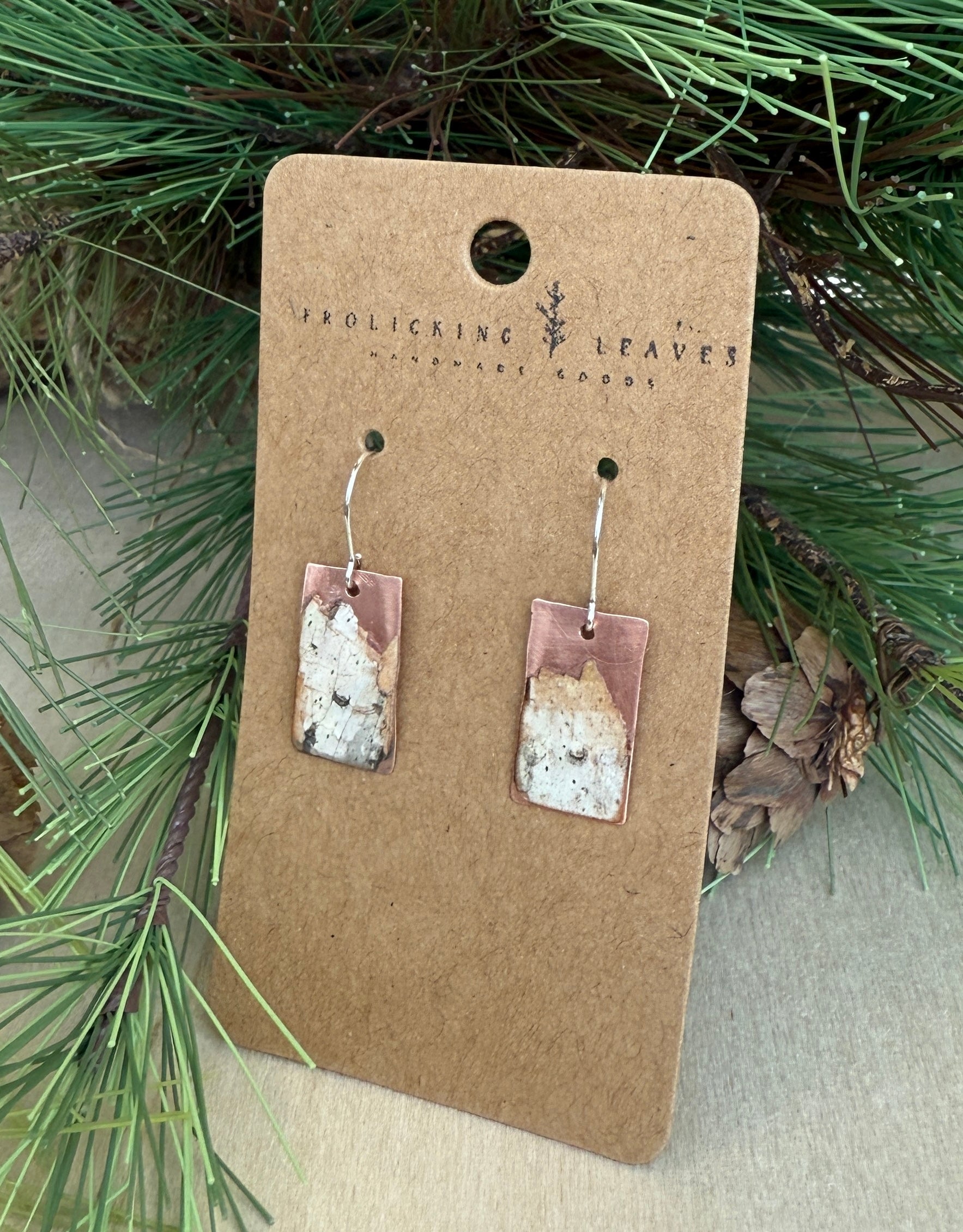 Copper with Birch Overlay Earrings