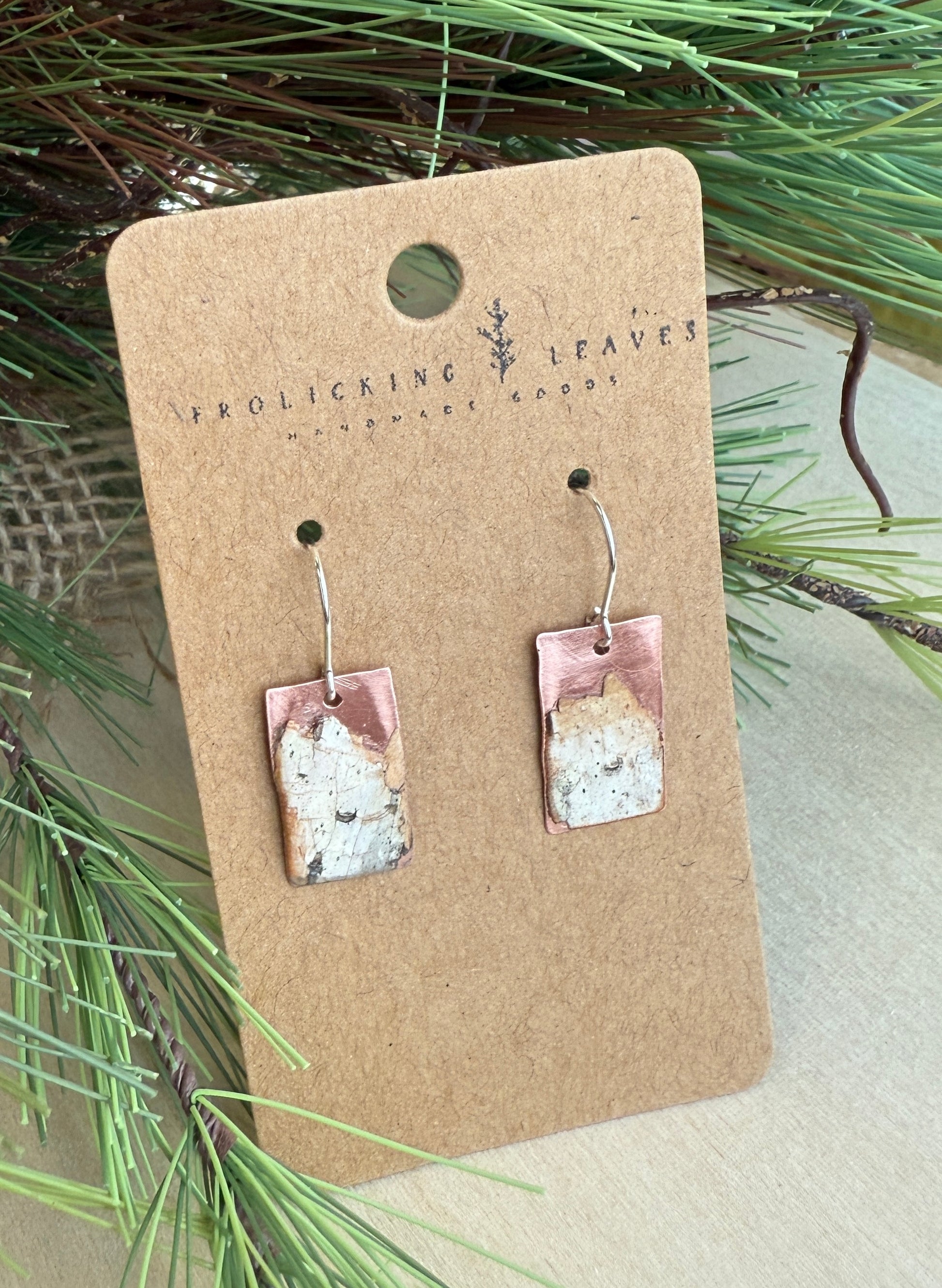 Copper with Birch Overlay Earrings
