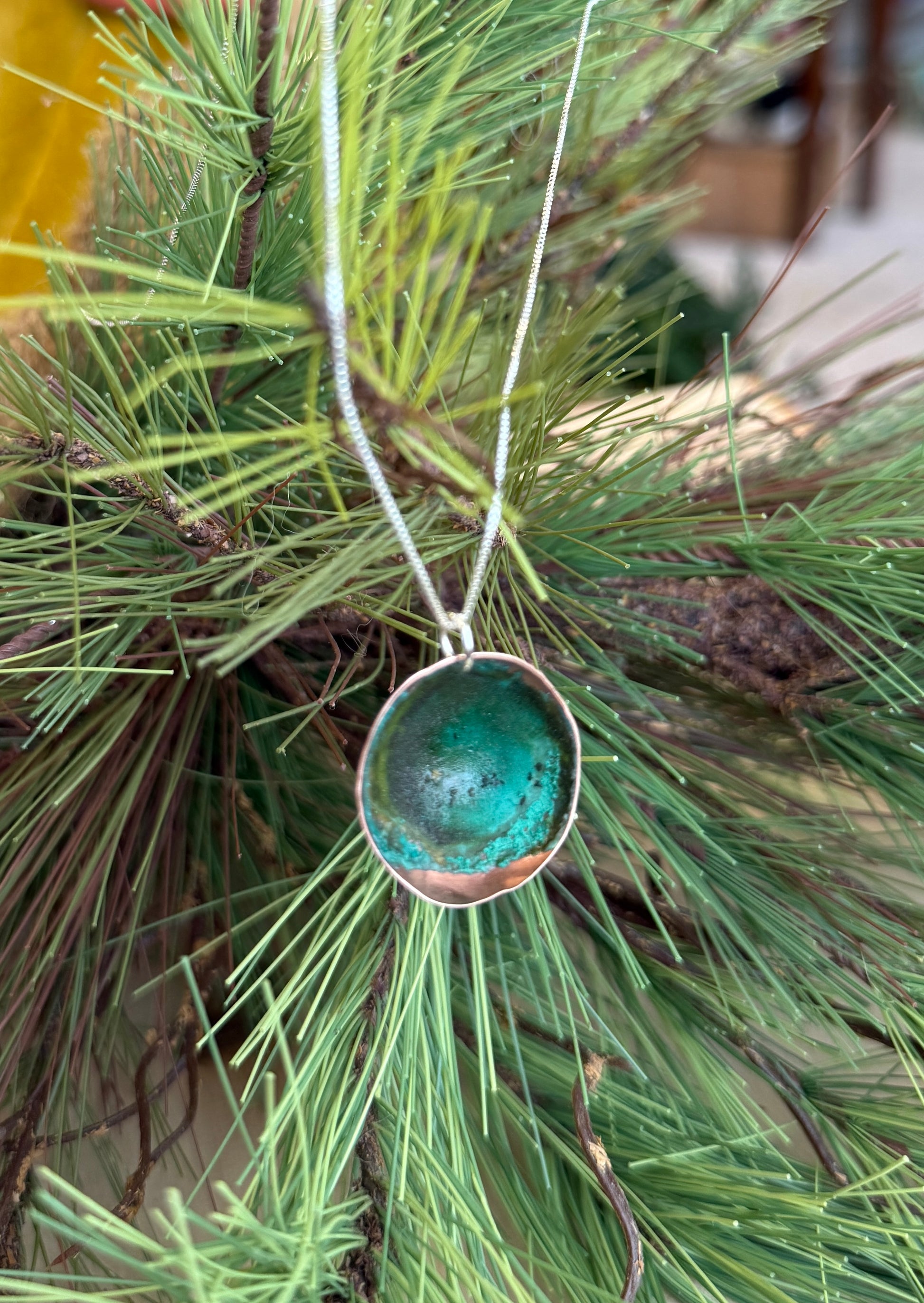 Hand Cut Patina Copper Bowl on Sterling